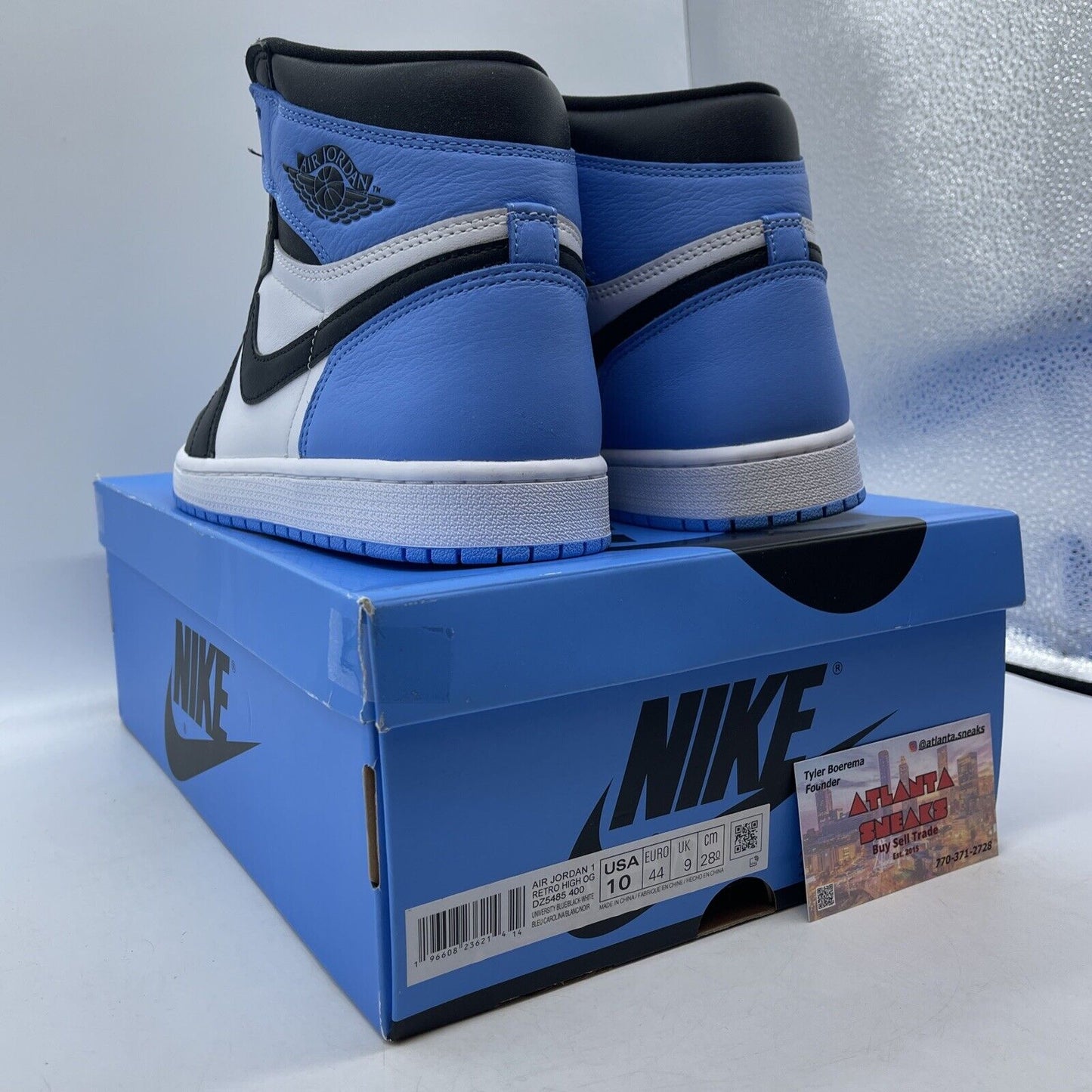 Size 10 - Jordan 1 Retro OG High UNC Toe Black White Blue Leather (DZ5485-400)
