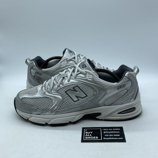 Size 11 - New Balance X J Crew 530 sneakers Silver Metallic Suede (MR530LG)