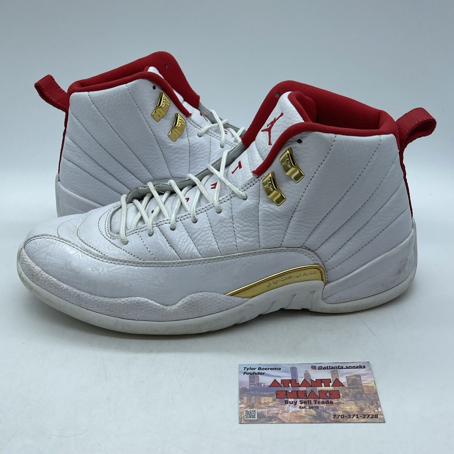 Size 11.5 - Air Jordan 12 Retro FIBA White Red Gold Leather (130690-107)
