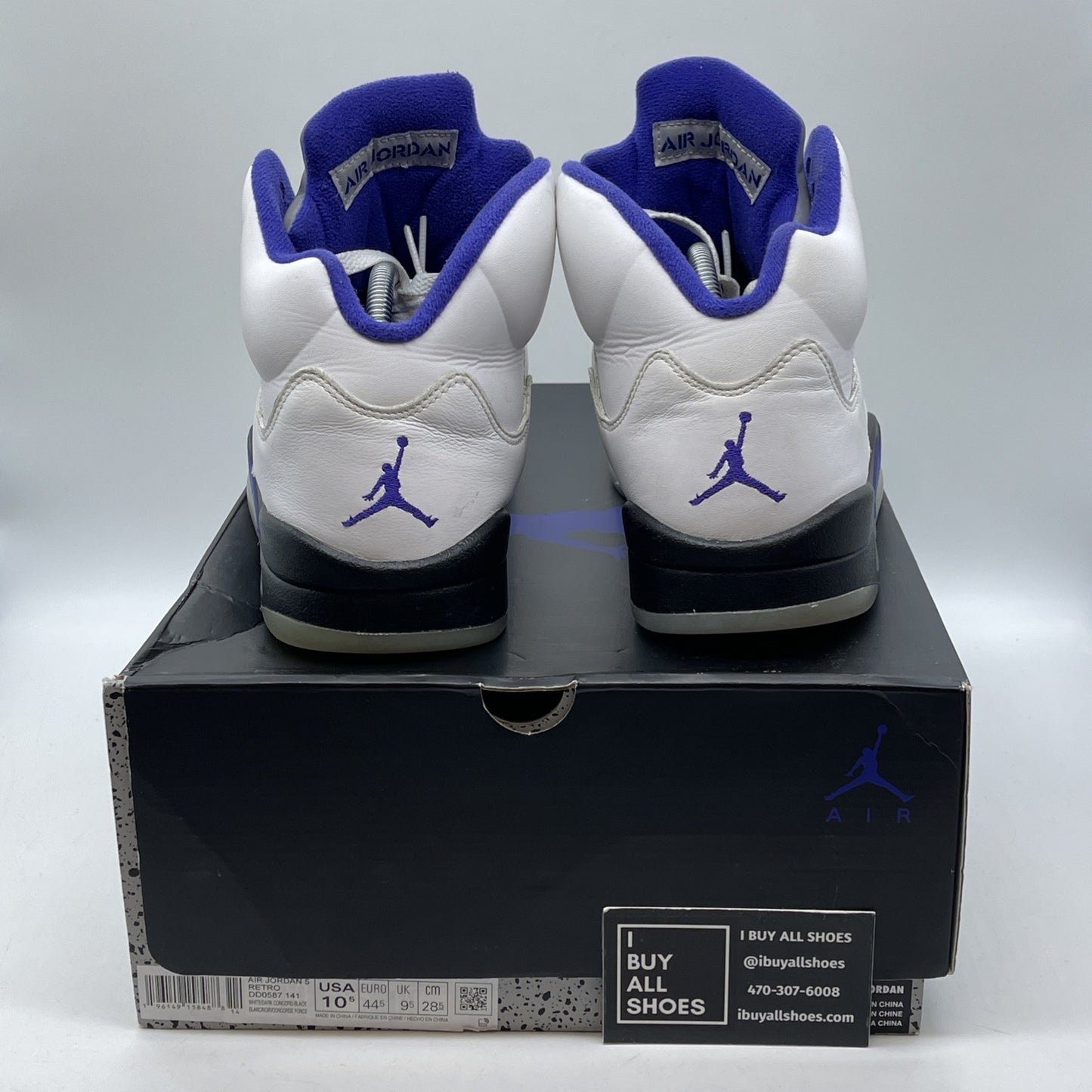Size 10.5 - Jordan 5 Concord 2022 White Black Purple Leather (DD0587-141)