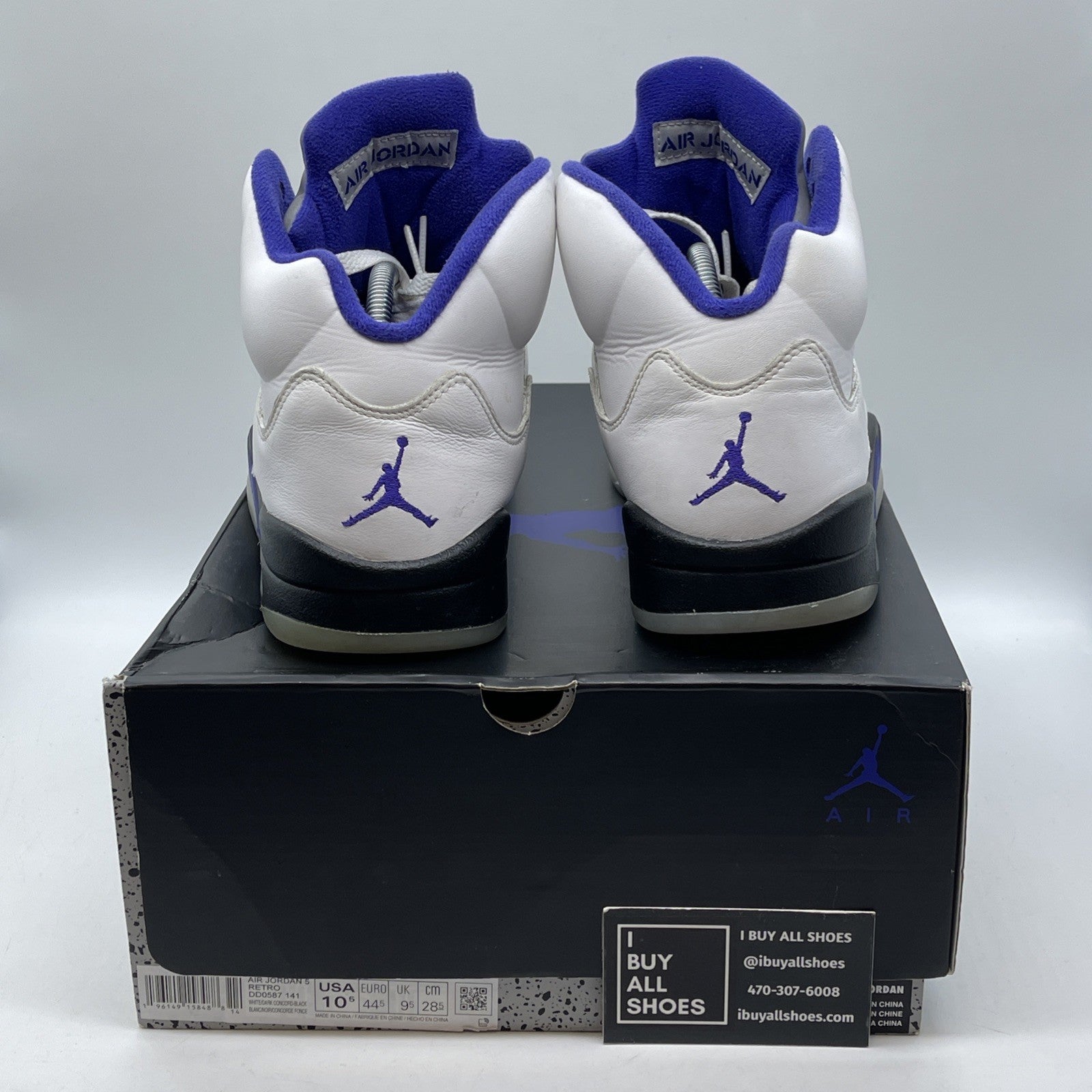 Size 10.5 - Jordan 5 Concord 2022 White Black Purple Leather (DD0587-141)