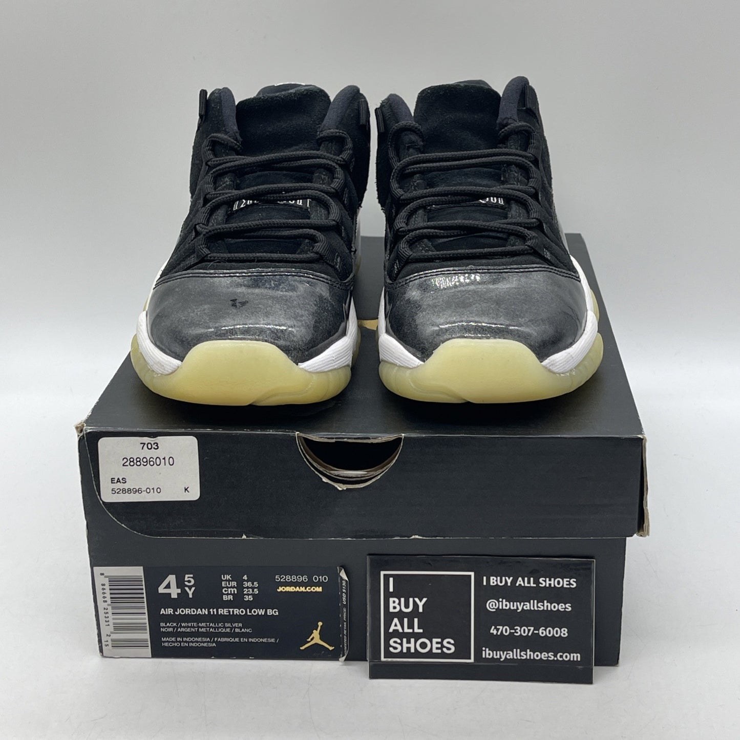 Size 4.5Y - Air Jordan 11 Retro Low Barons (528896-010)