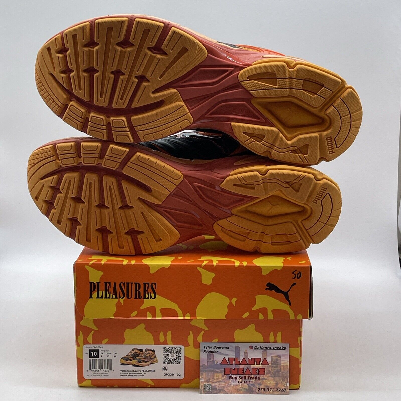 Size 10 - PUMA Pleasures x Velophasis Layers Black Orange Red (393301-02)