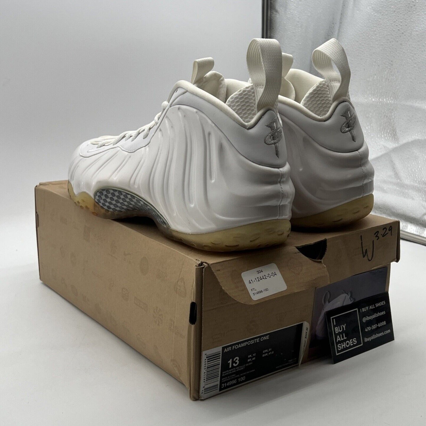 Size 13 - Nike Air Foamposite One White-Out (314996-100)