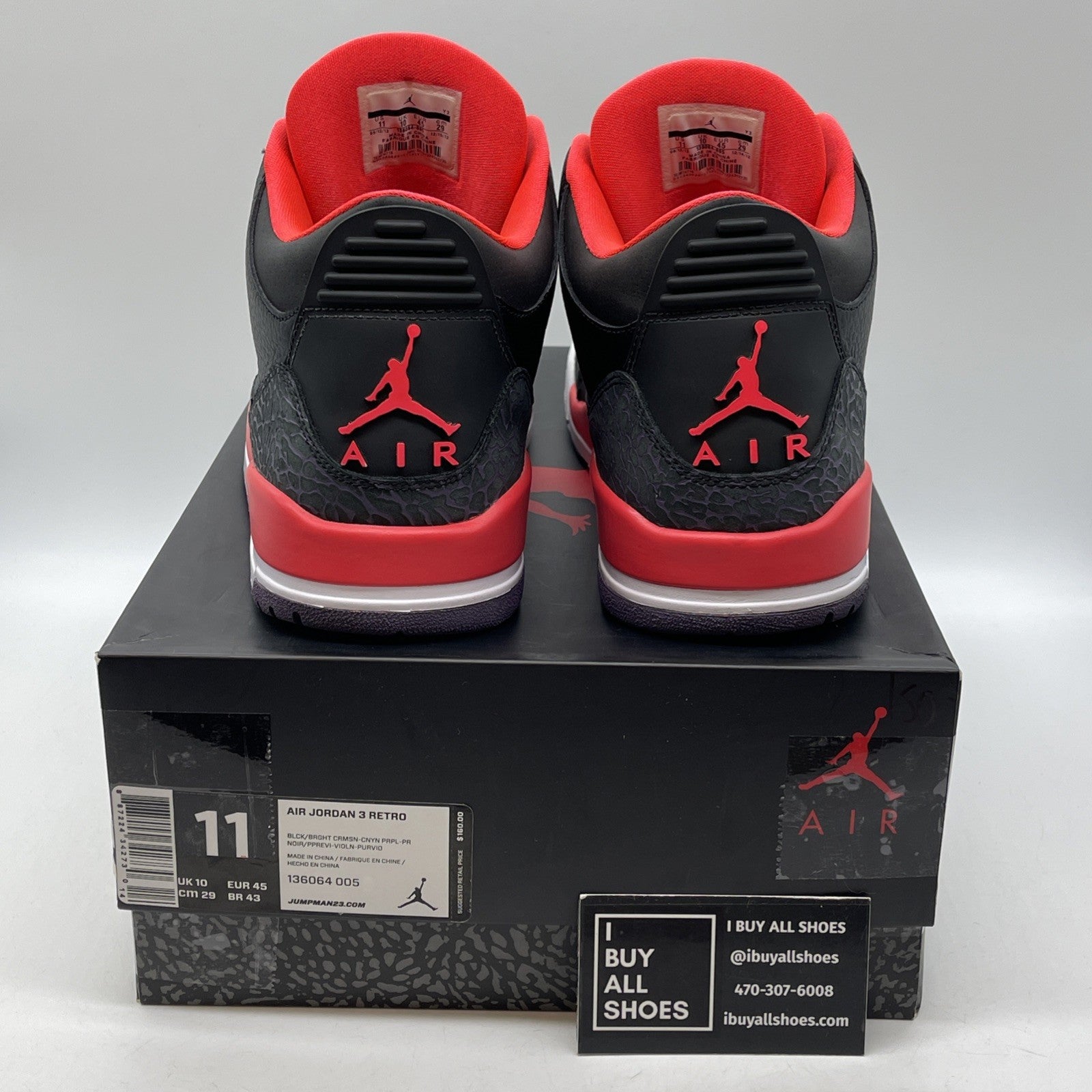 Size 11 - Air Jordan 3 Retro Crimson Black Pink Suede Leather (136064-005)