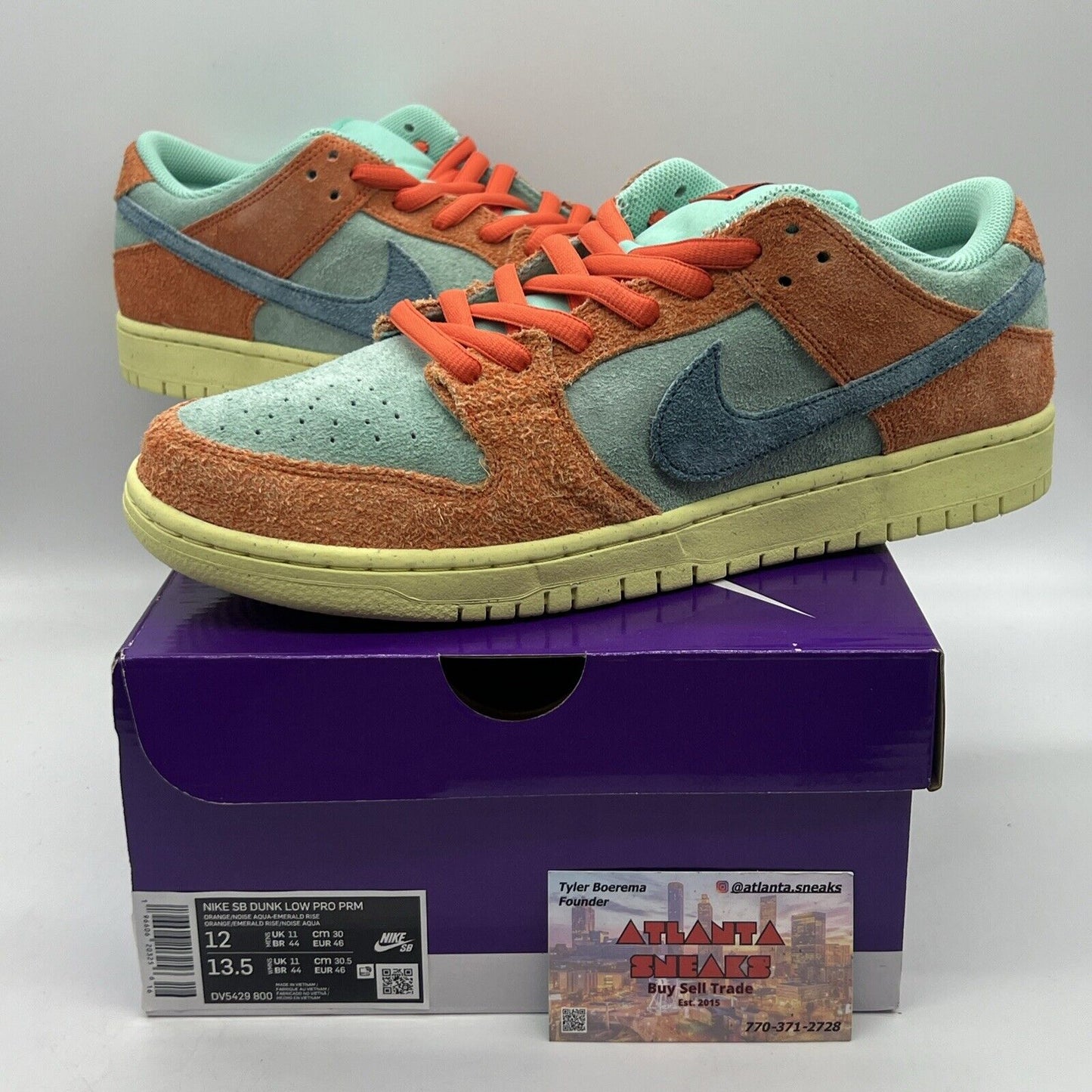 Size 12 - Nike SB Dunk Low Orange Emerald Rise Brand New Og All