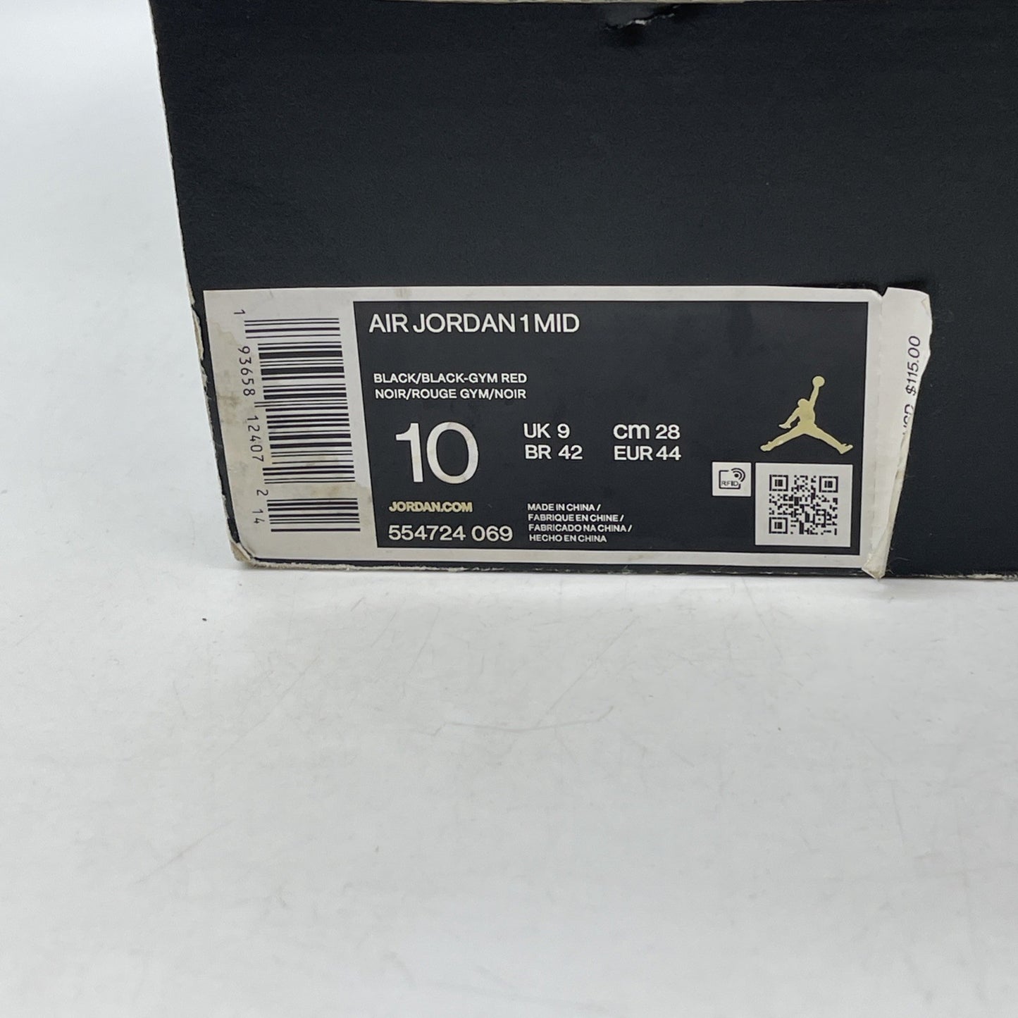 Size 10 - Jordan 1 Mid Chicago Black Toe White Red Leather (554724-069)