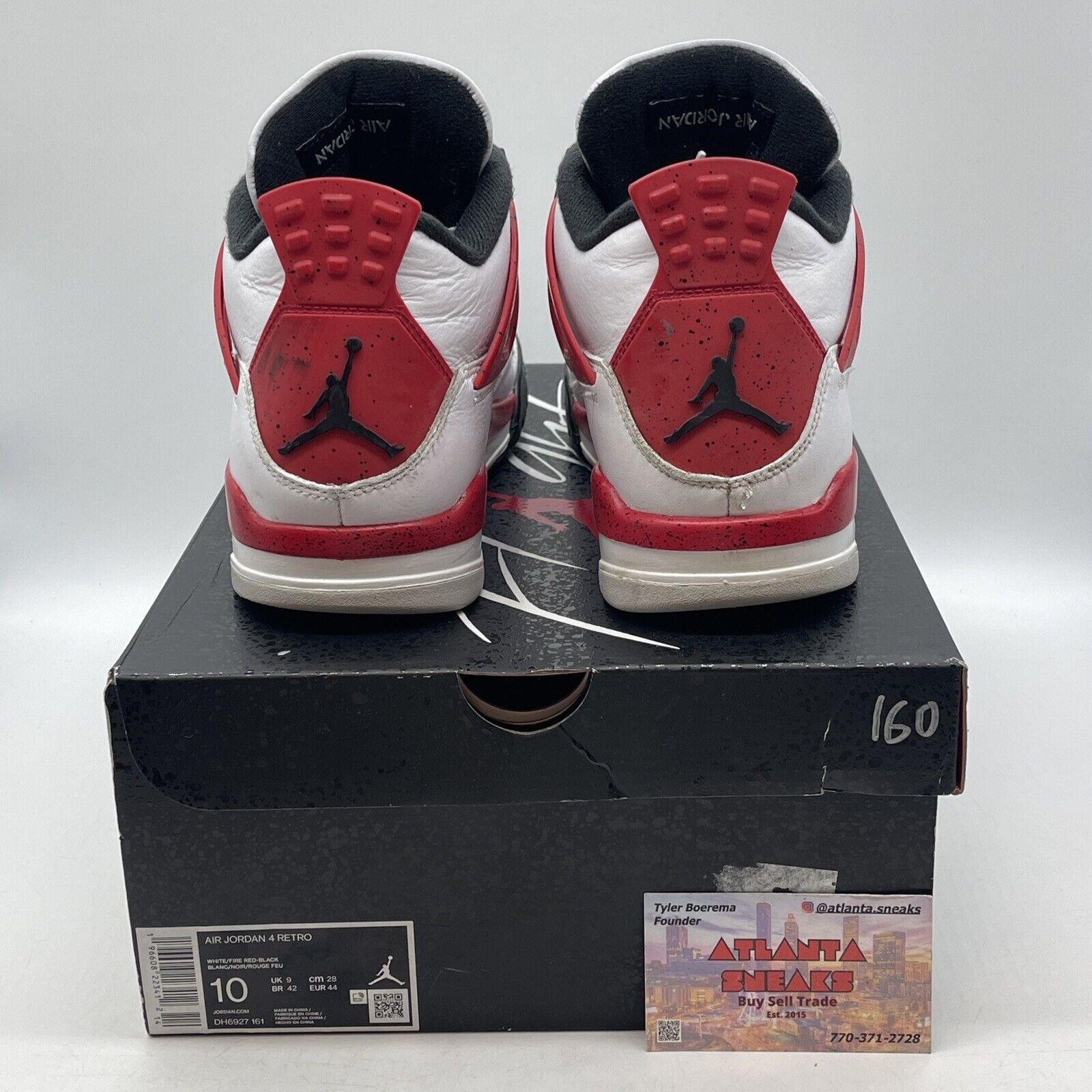 Size 10 - Jordan 4 Retro Mid Red Cement White Black Leather (DH6927-161)