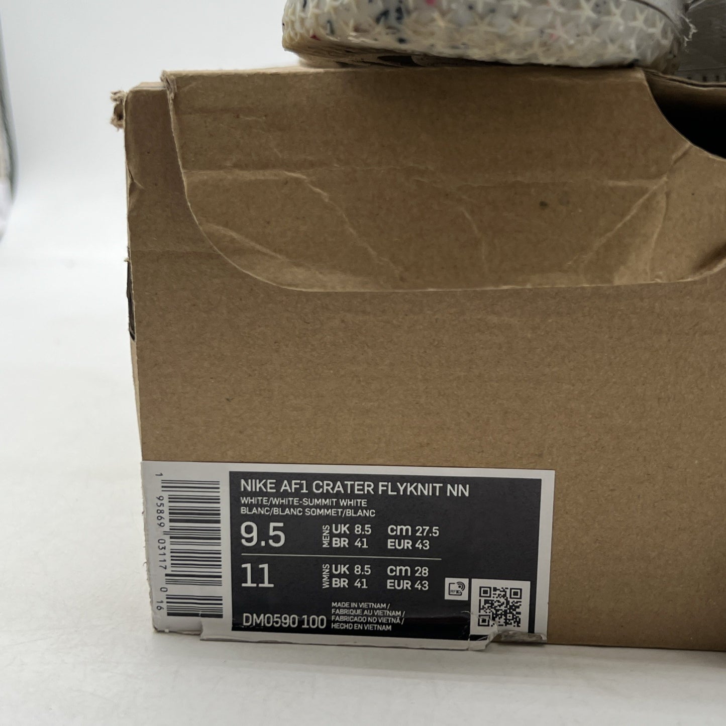 Size 9.5 - Nike Air Force 1 Crater Flyknit Next Nature Triple White (DM0590-100)