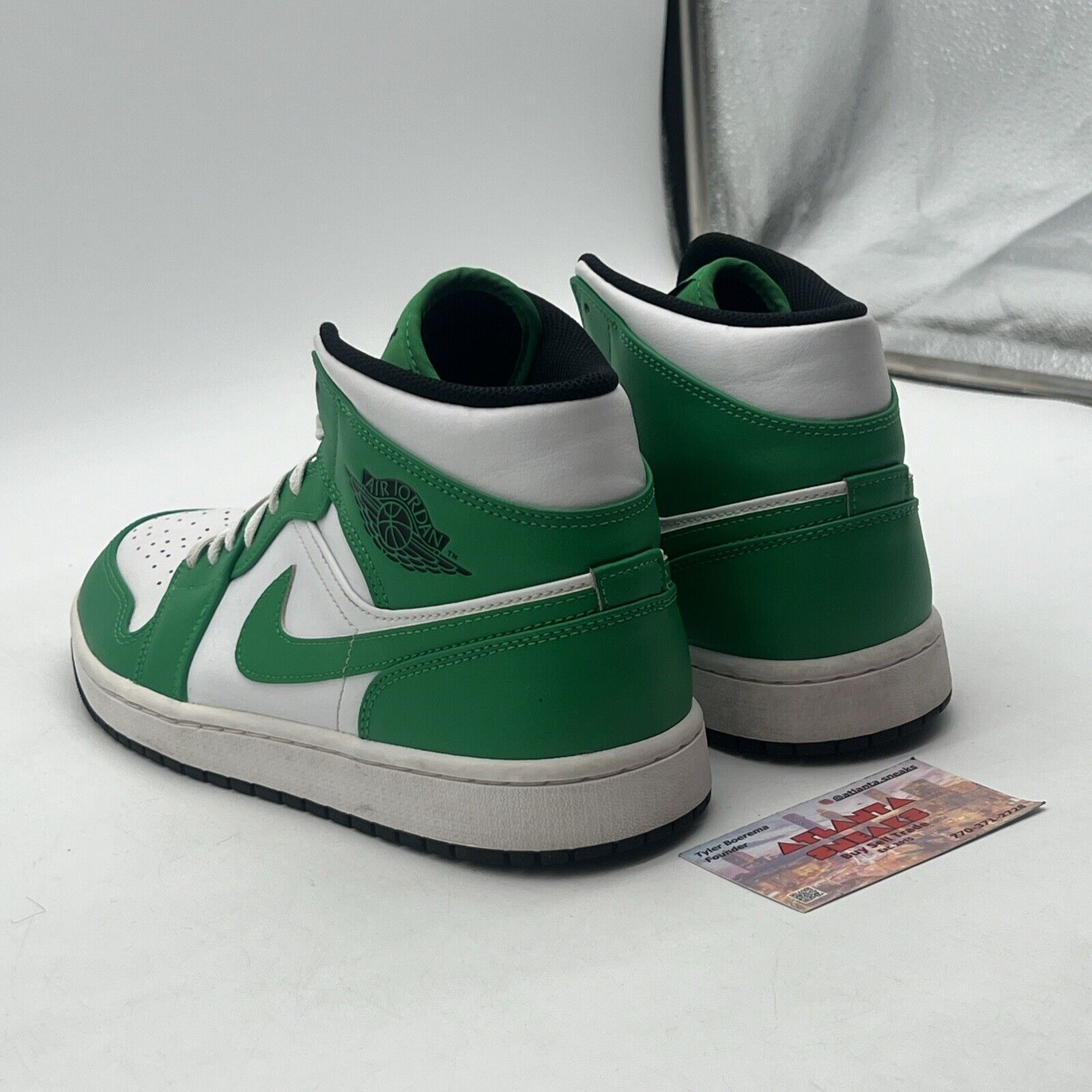 Size 10 - Air Jordan 1 Mid Lucky Green White Leather (DQ8426-301)