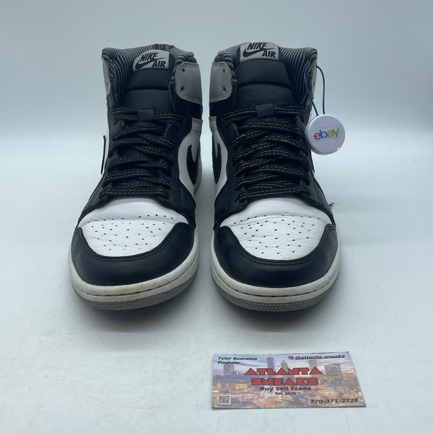 Size 10 - Air Jordan 1 Retro OG High Barons White Black Grey Suede (555088-104)