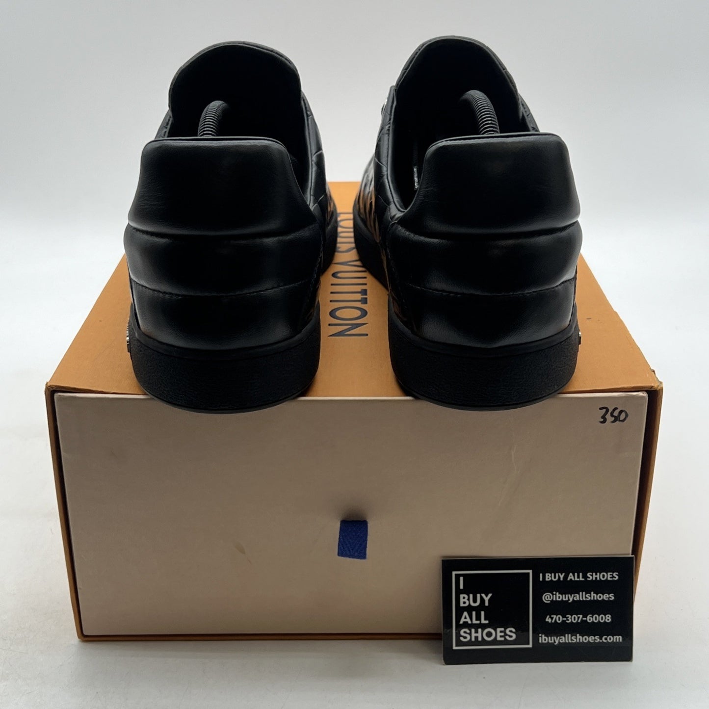 Size 10.5LV - LOUIS VUITTON MEN BLACK CROCODILE LEATHER SHOES SNEAKERS