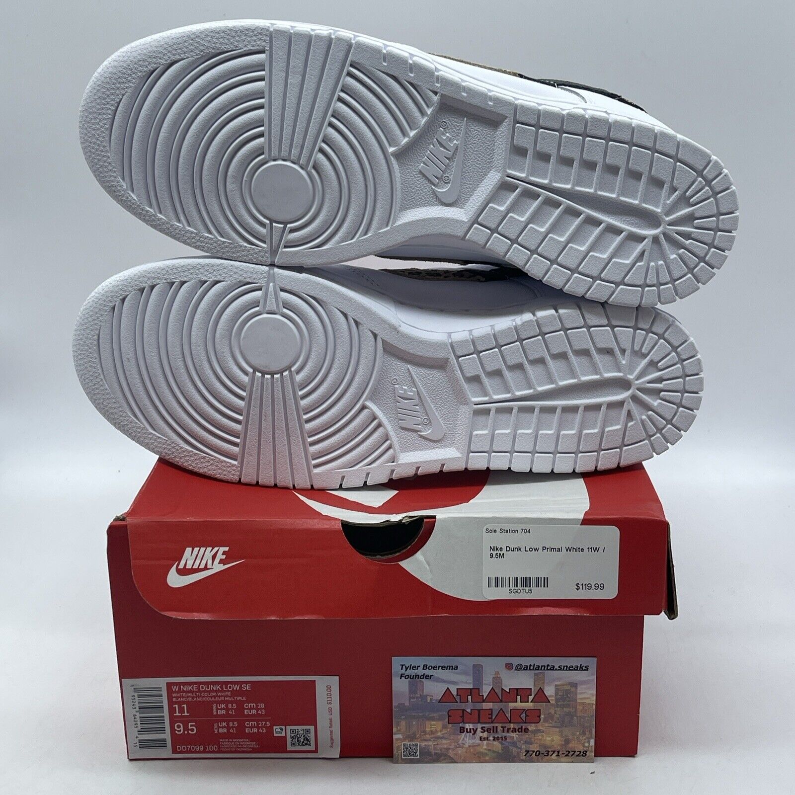 Size 11W - Nike Dunk SE Low Primal White Black White Brown Leather (DD7099-100)