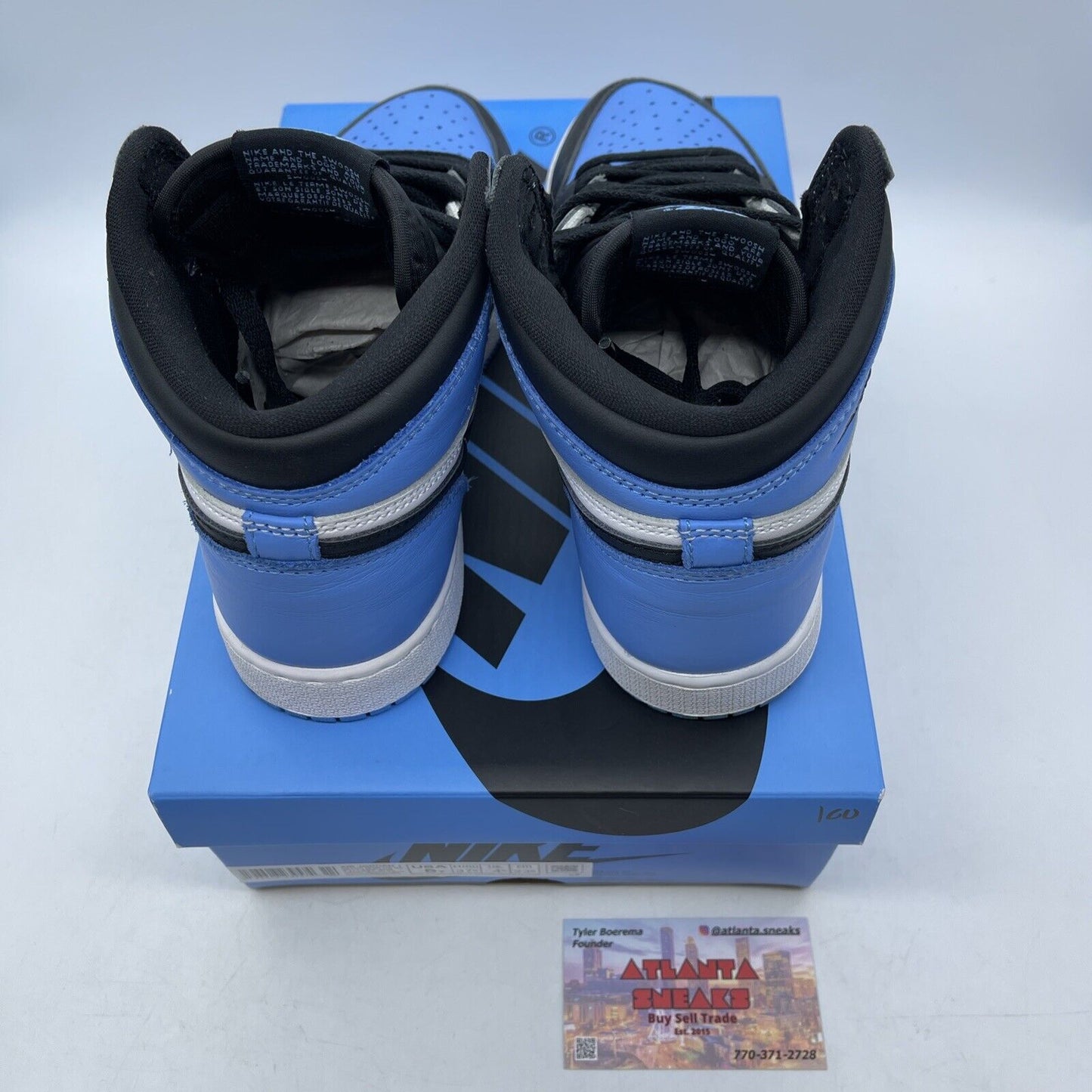 Size 5Y - Jordan 1 High Retro OG UNC Toe Blue White Black Leather (FD1437-400)