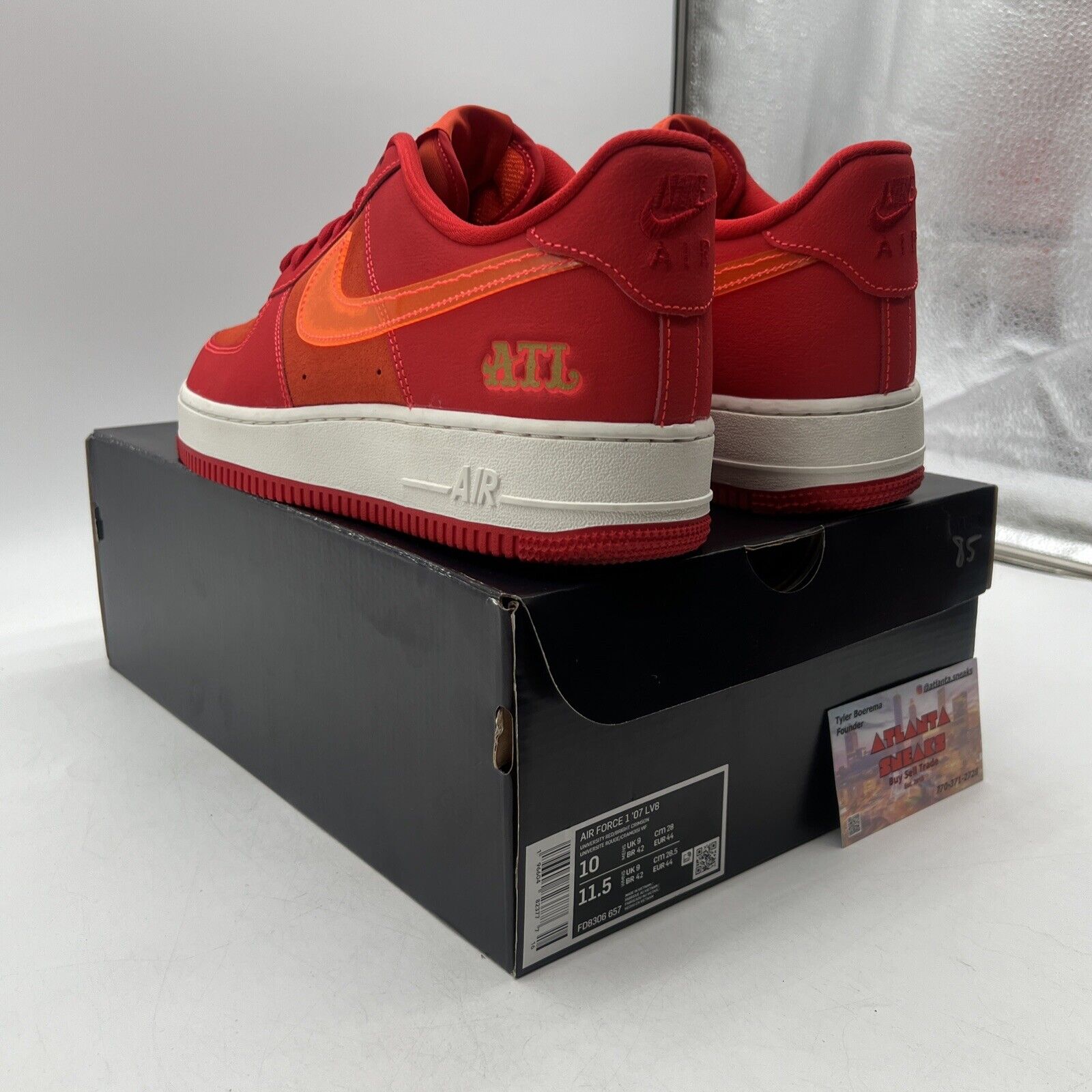 Size 10 - Nike Air Force 1 '07 ATL Orange Red White Suede (FD8306-657)