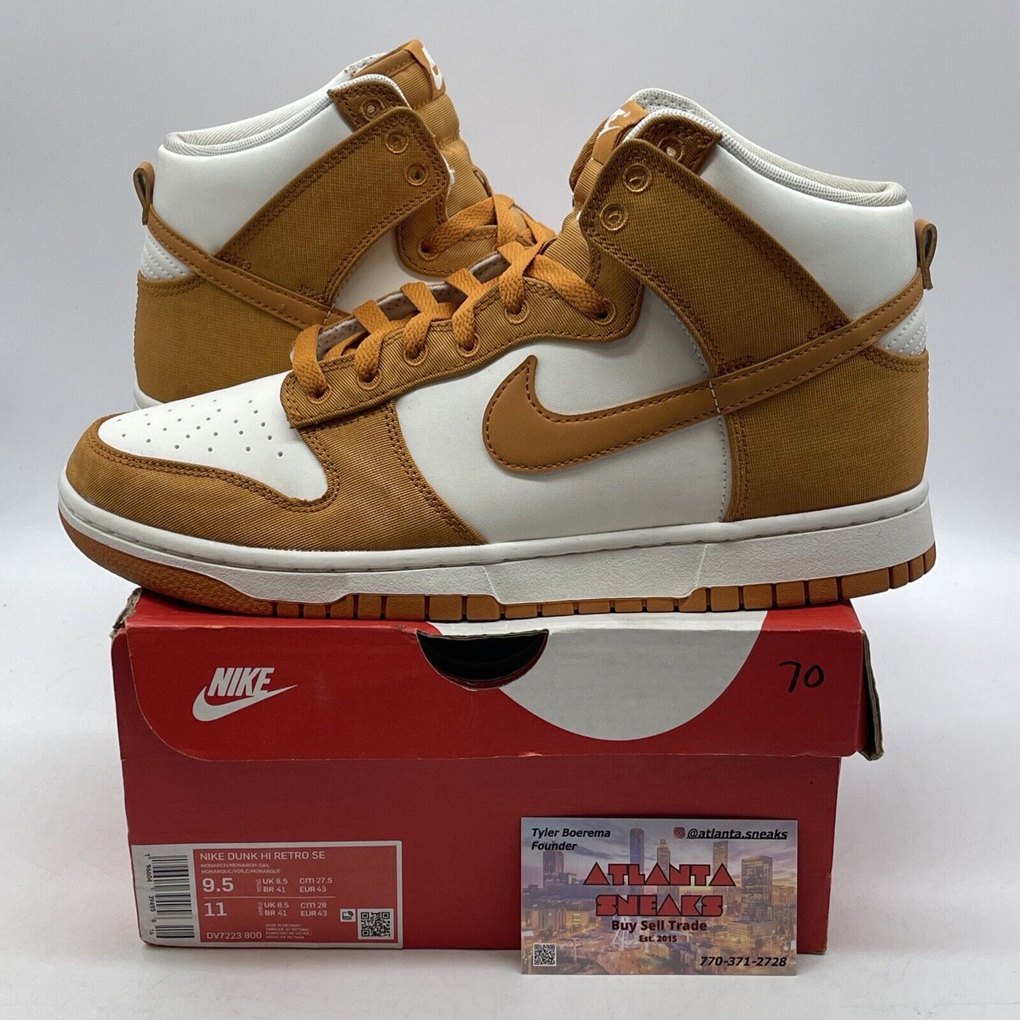 Size 9.5 - Nike Dunk High Monarch Canvas White (DV7223-800)