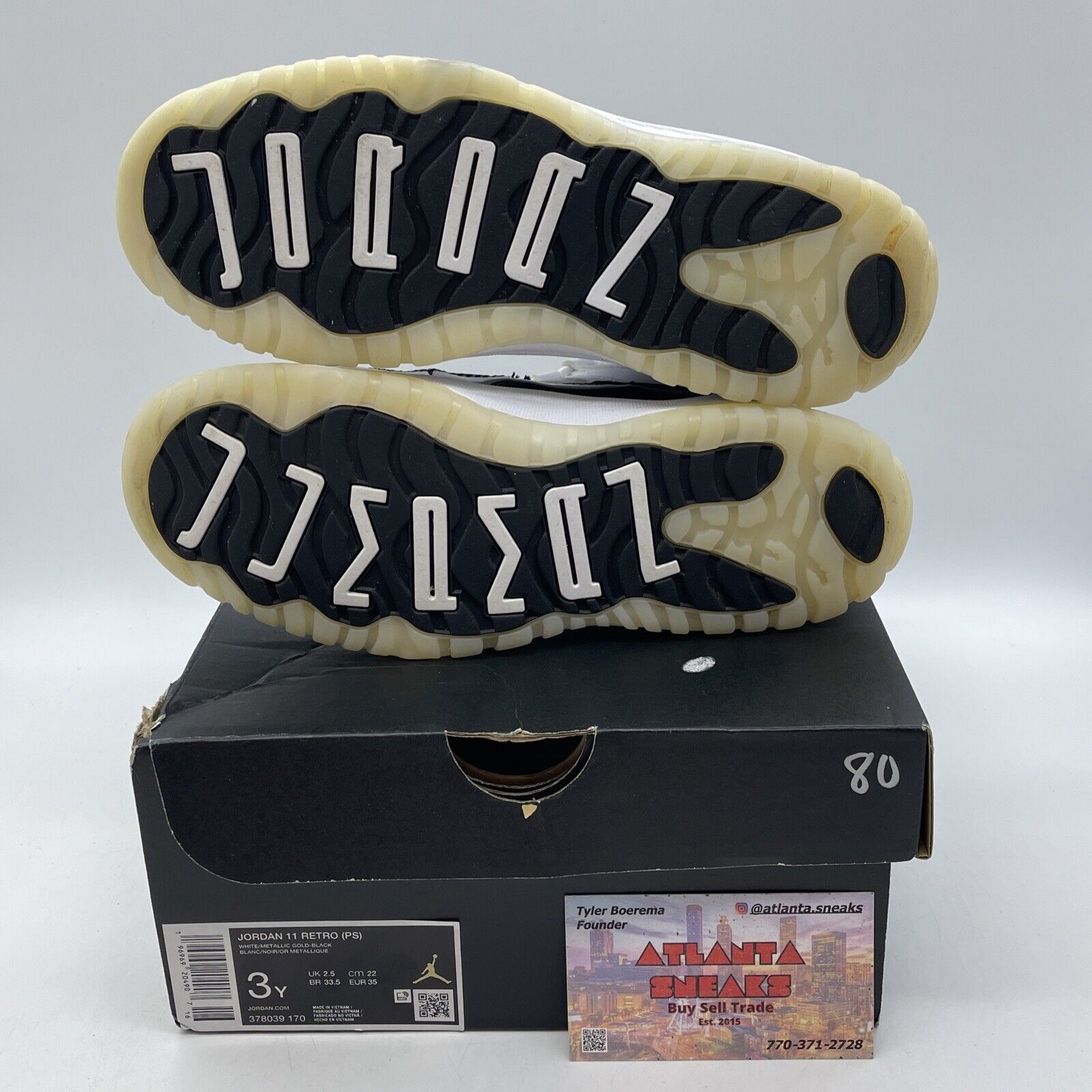 Size 3Y (PS) - Jordan 11 Retro Mid DMP White Black Leather (378039-170)