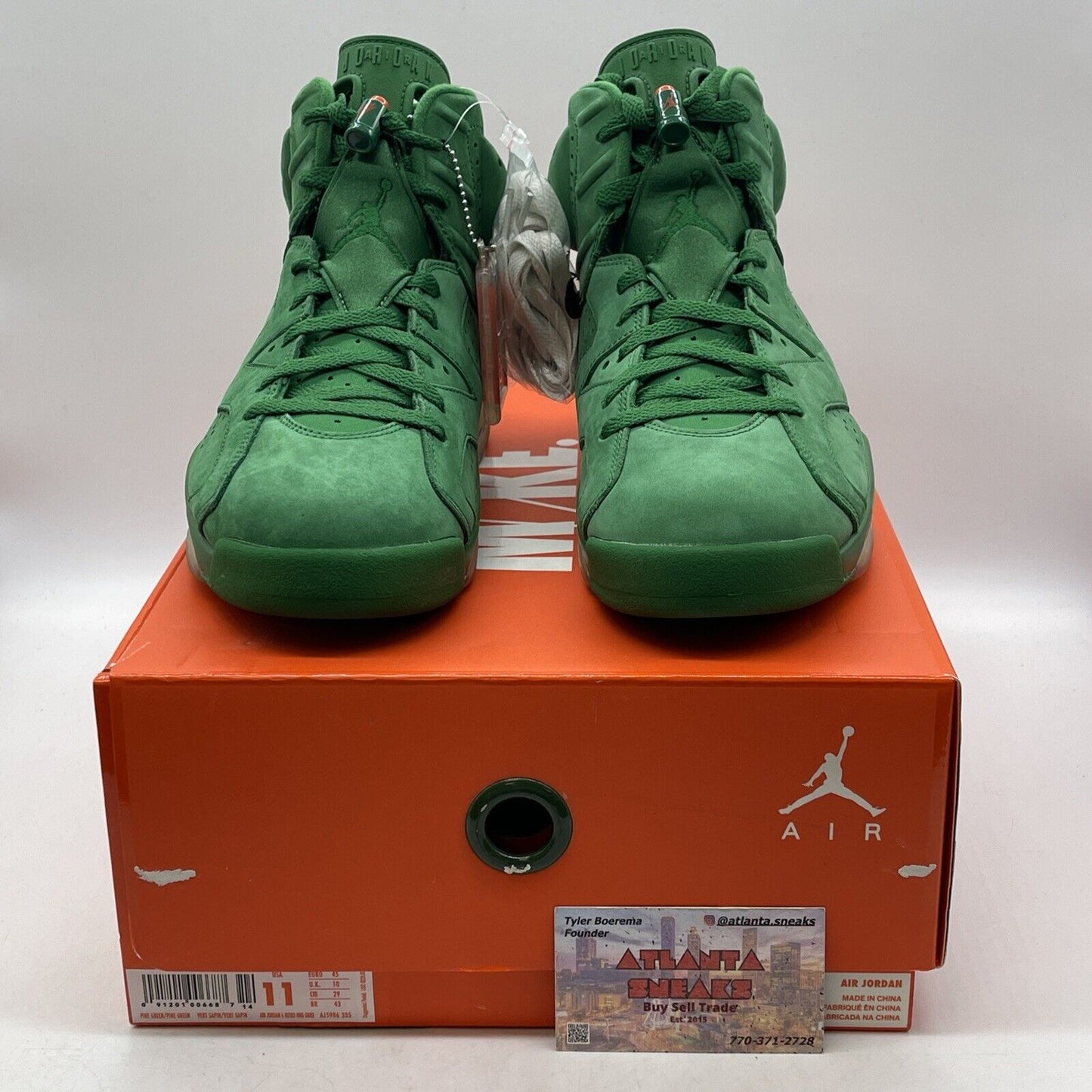 Size 11 - Air Jordan 6 Retro NRG Green Suede Gatorade Orange Leather (AJ5986-335