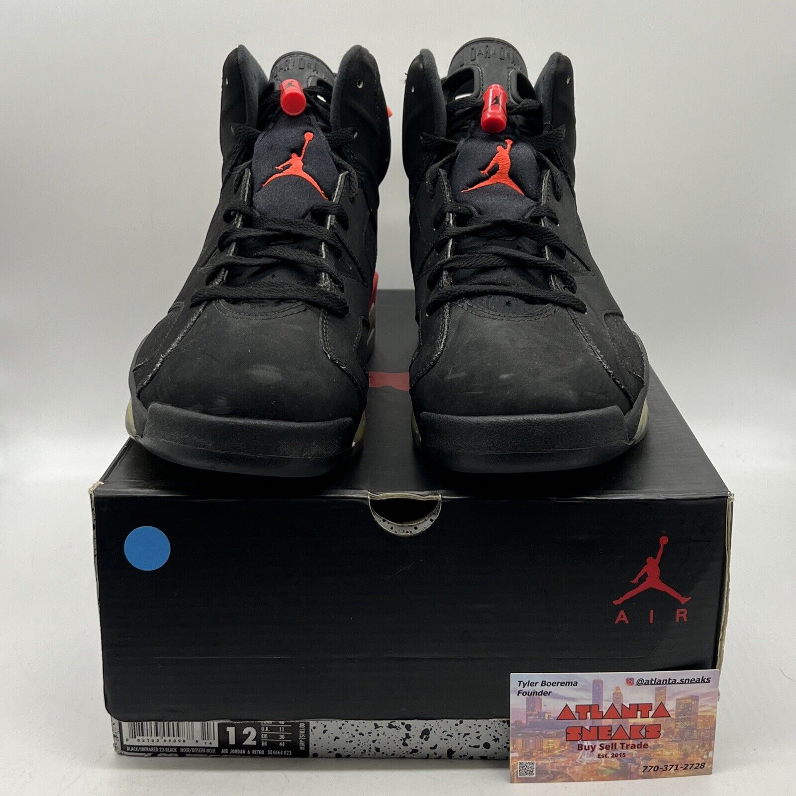 Size 12 - Jordan 6 Retro Infrared Black 2014 Suede (384664-023)