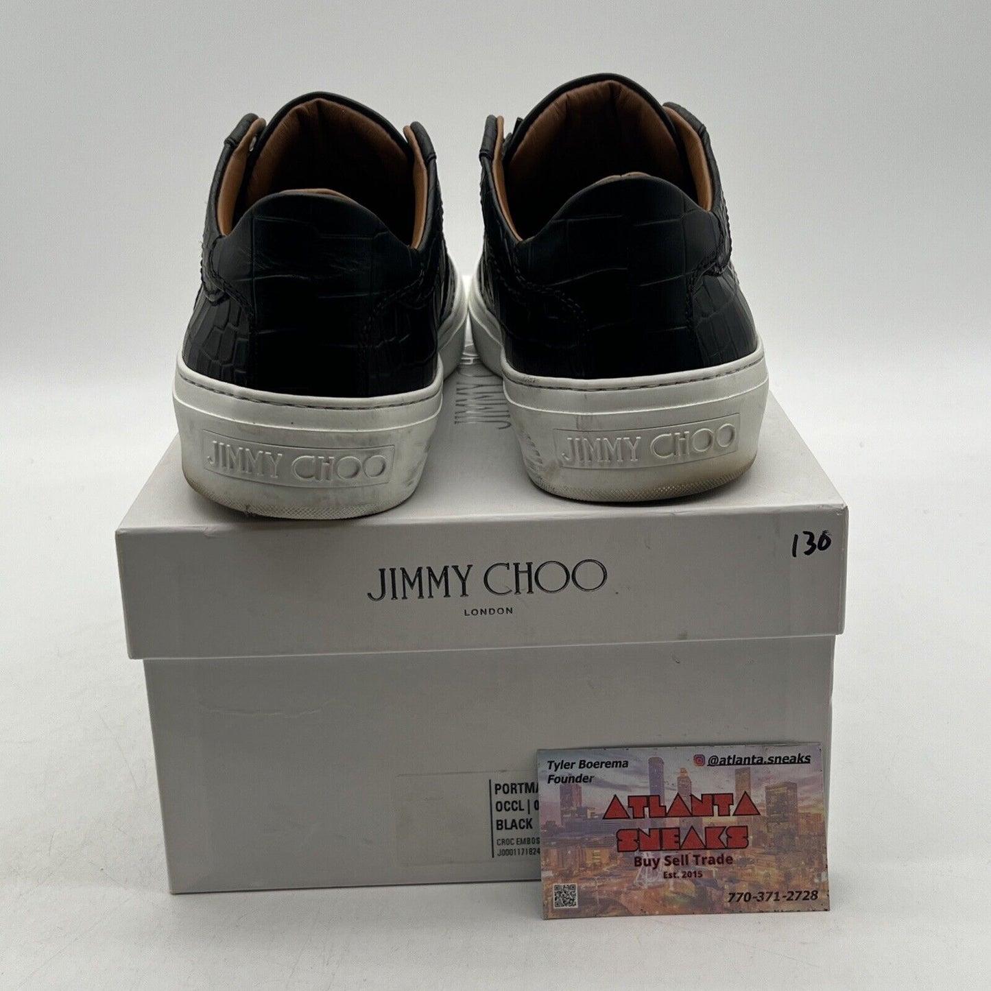 Size 9 - Jimmy Choo Men's Navy Blue Croc Belgravi Ltd Ed Black White Leather