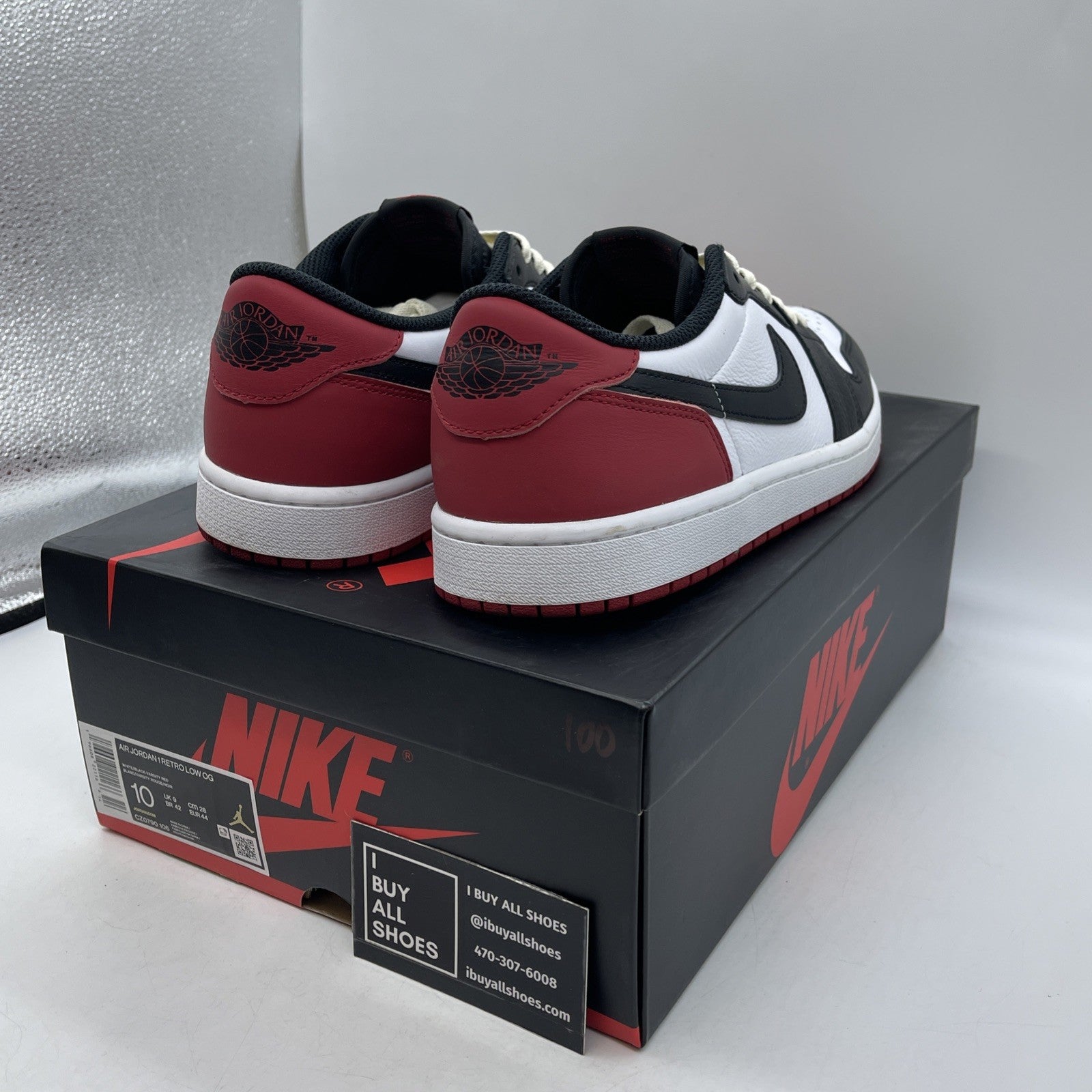 Size 10 - Air Jordan 1 Retro OG Low Black Toe (CZ0790-106)