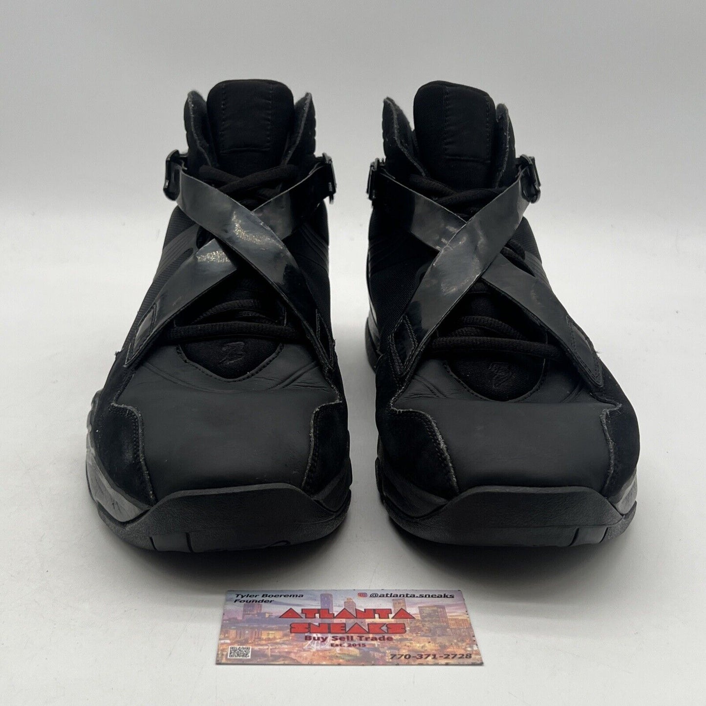 Size 13 - Nike Mens Air Jordan 8.0 Triple Black Basketball Shoes (Samples)