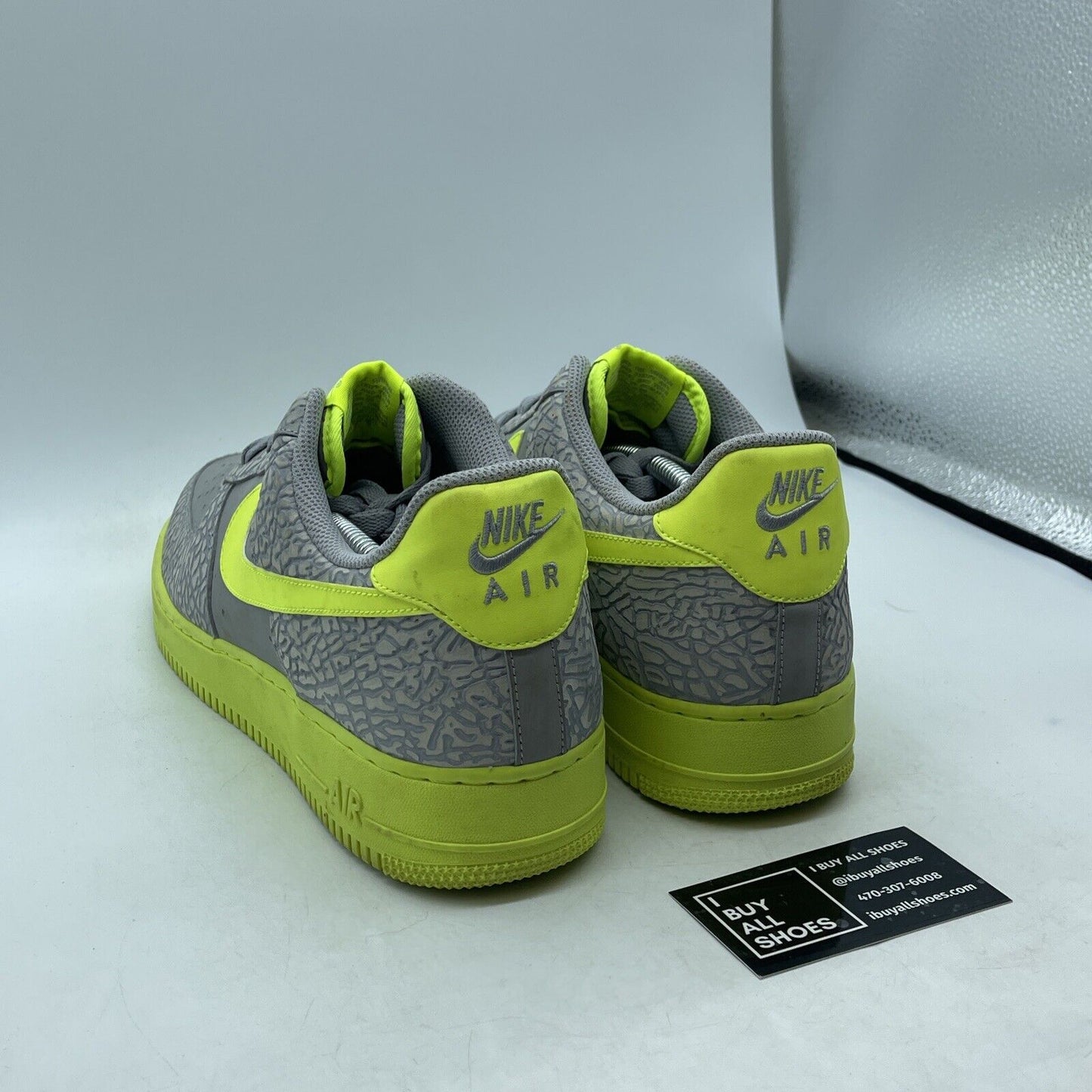 Size 13 - Nike Air Force 1 Low Elephant Volt Neon Green Grey Suede (488298-041)