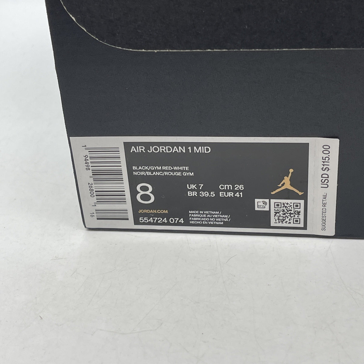 Size 8 - Air Jordan 1 Mid Banned 2020 (554724-074)