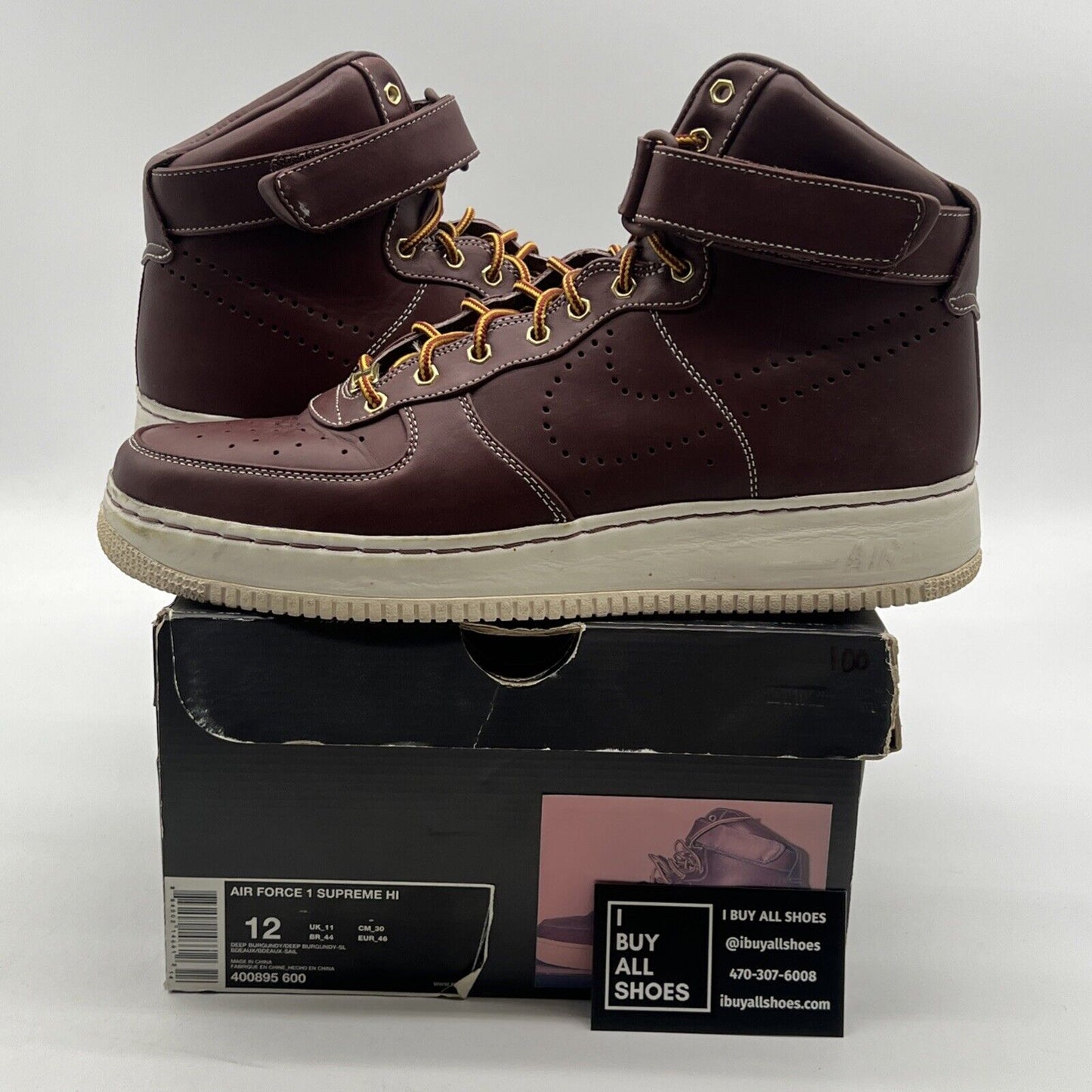 Size 12 - Nike Air Force 1 Supreme High Work Boots (400895-600)