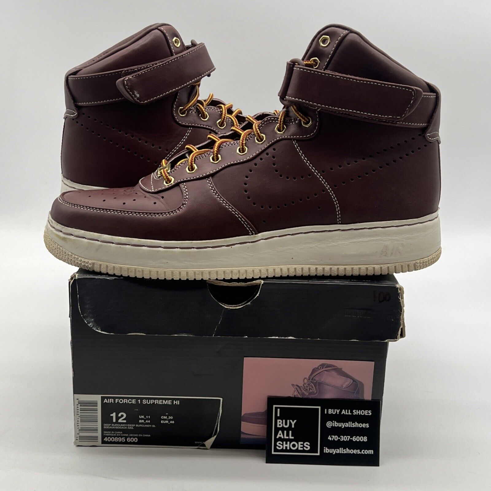 Size 12 - Nike Air Force 1 Supreme High Work Boots (400895-600)
