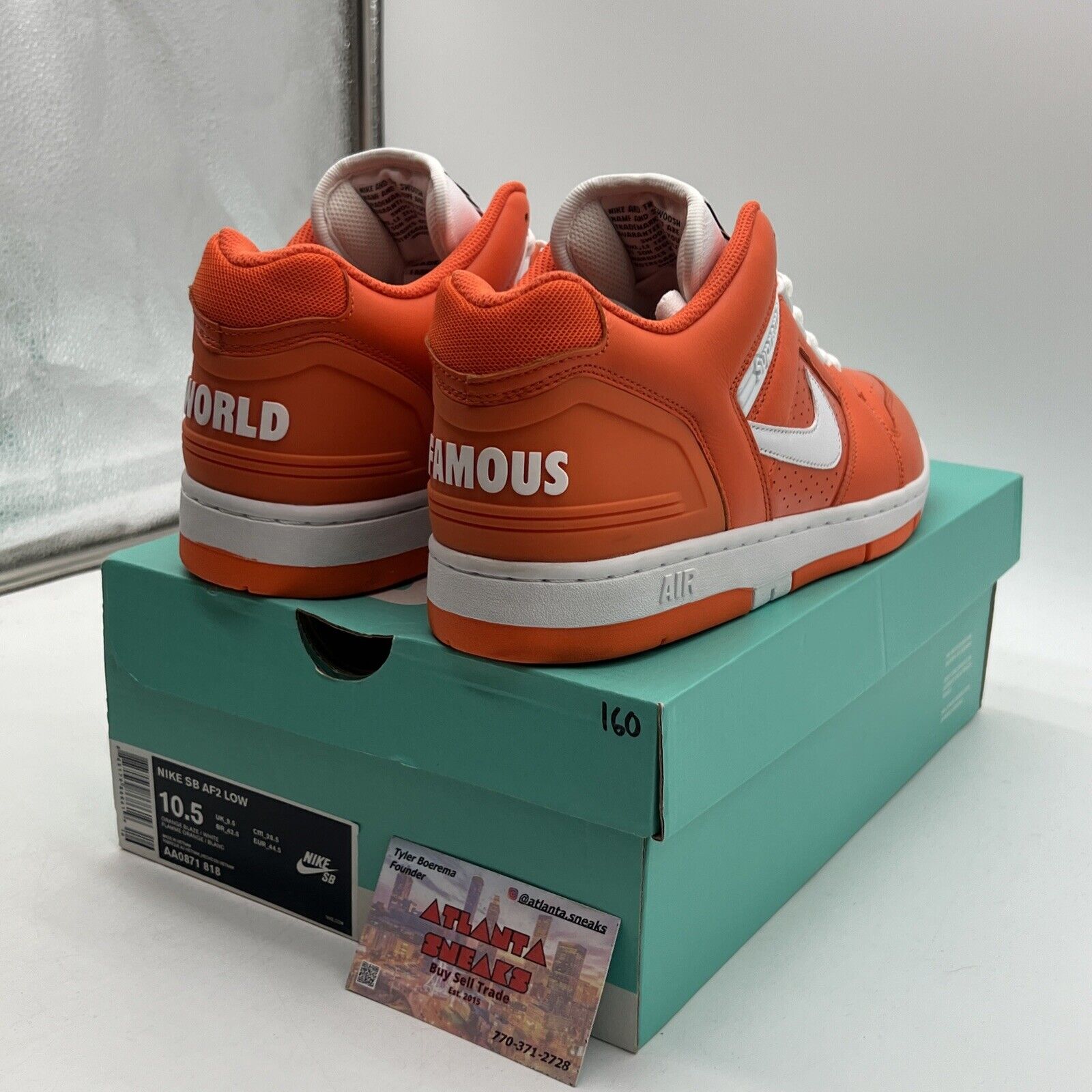 Size 10.5 - Nike Supreme x Air Force 2 Orange Leather (AA0871-818)