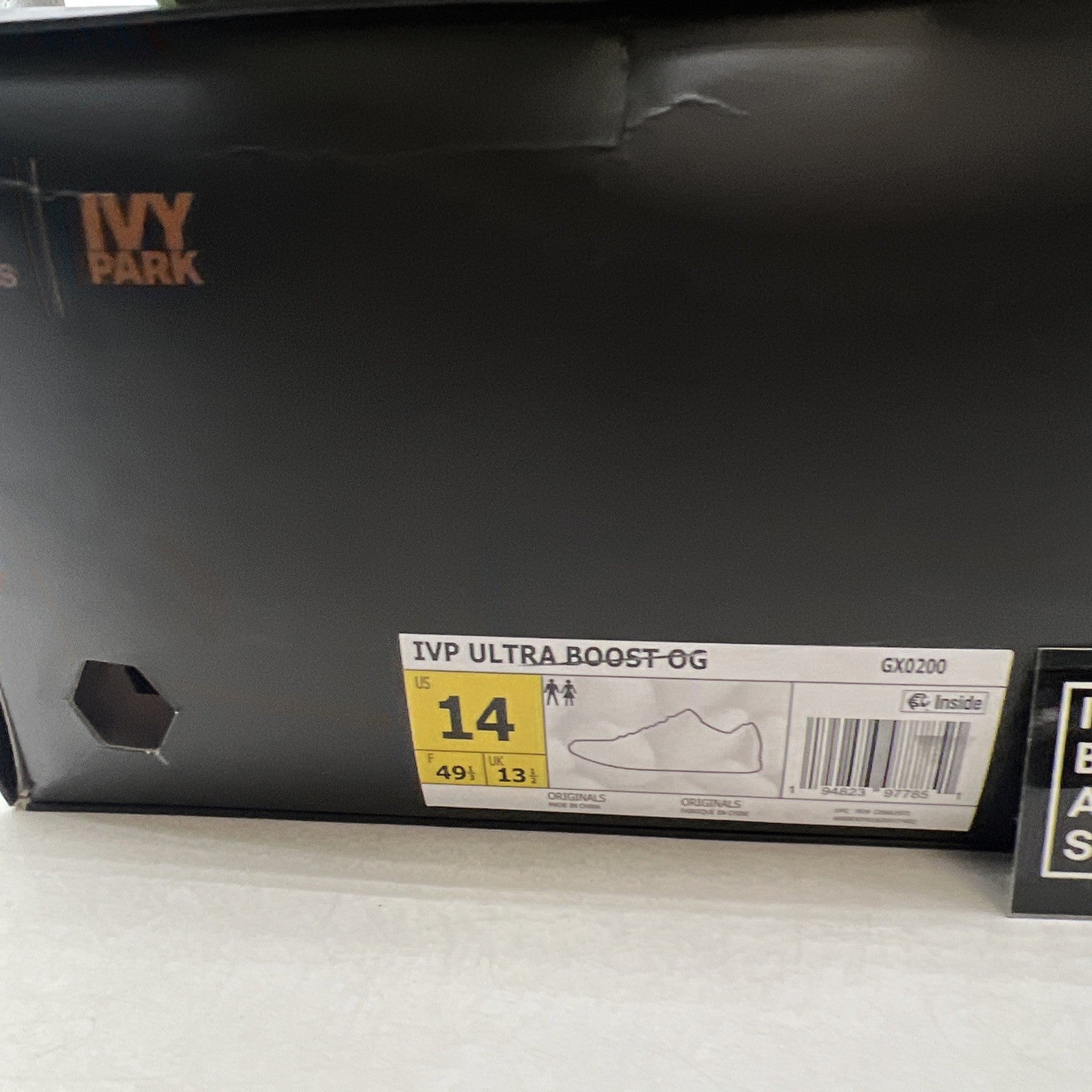 Size 14 - Adidas Ivy Park x UltraBoost Black Hi-Res Yellow (GX0200)