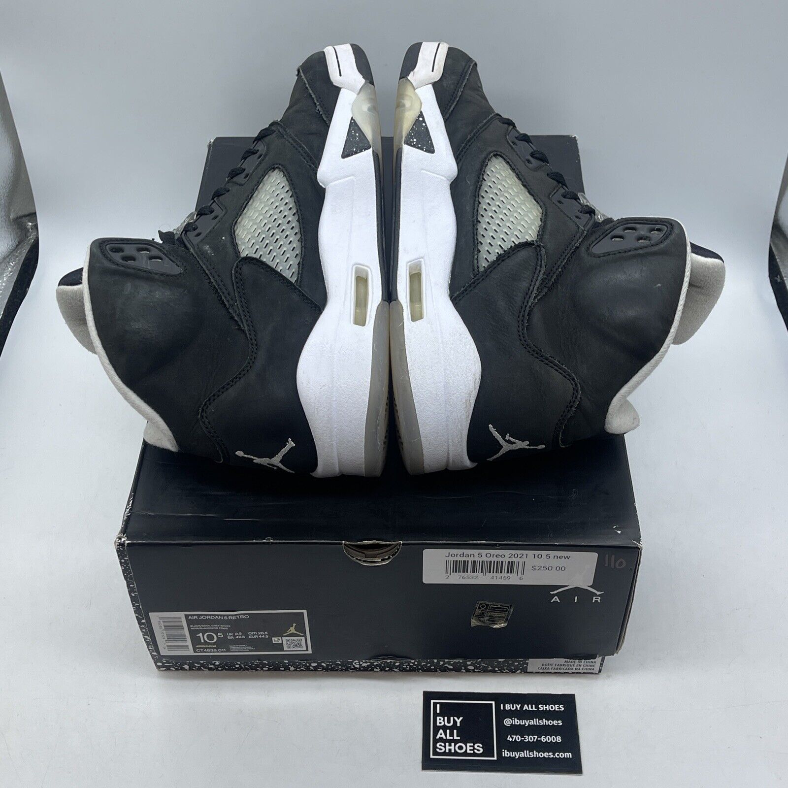 Size 10.5 - Jordan 5 Retro Mid Oreo Black White Suede Rubber (CT4838-011)