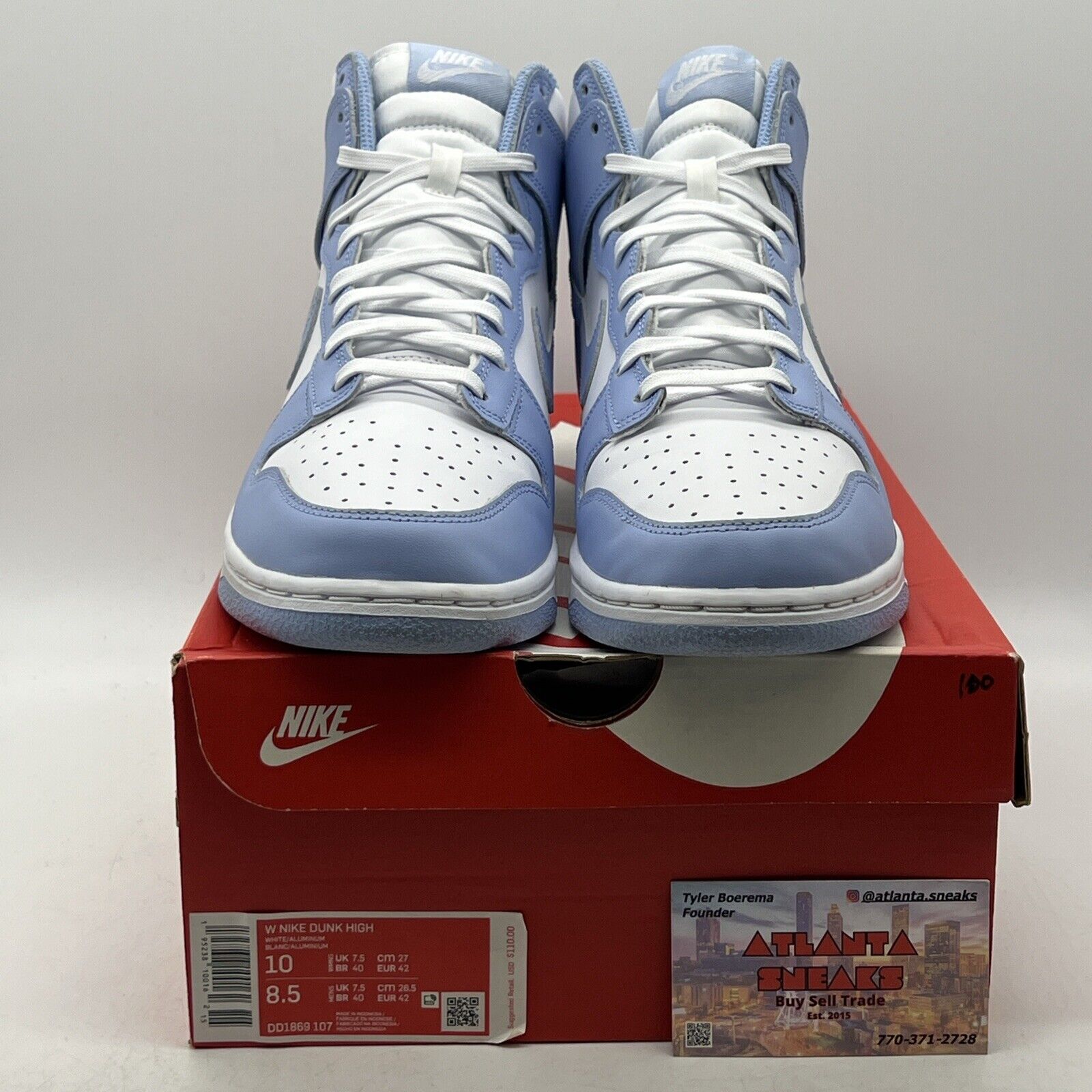 Size 10 - Nike Dunk High Aluminum White Blue Leather (DD1869-107)