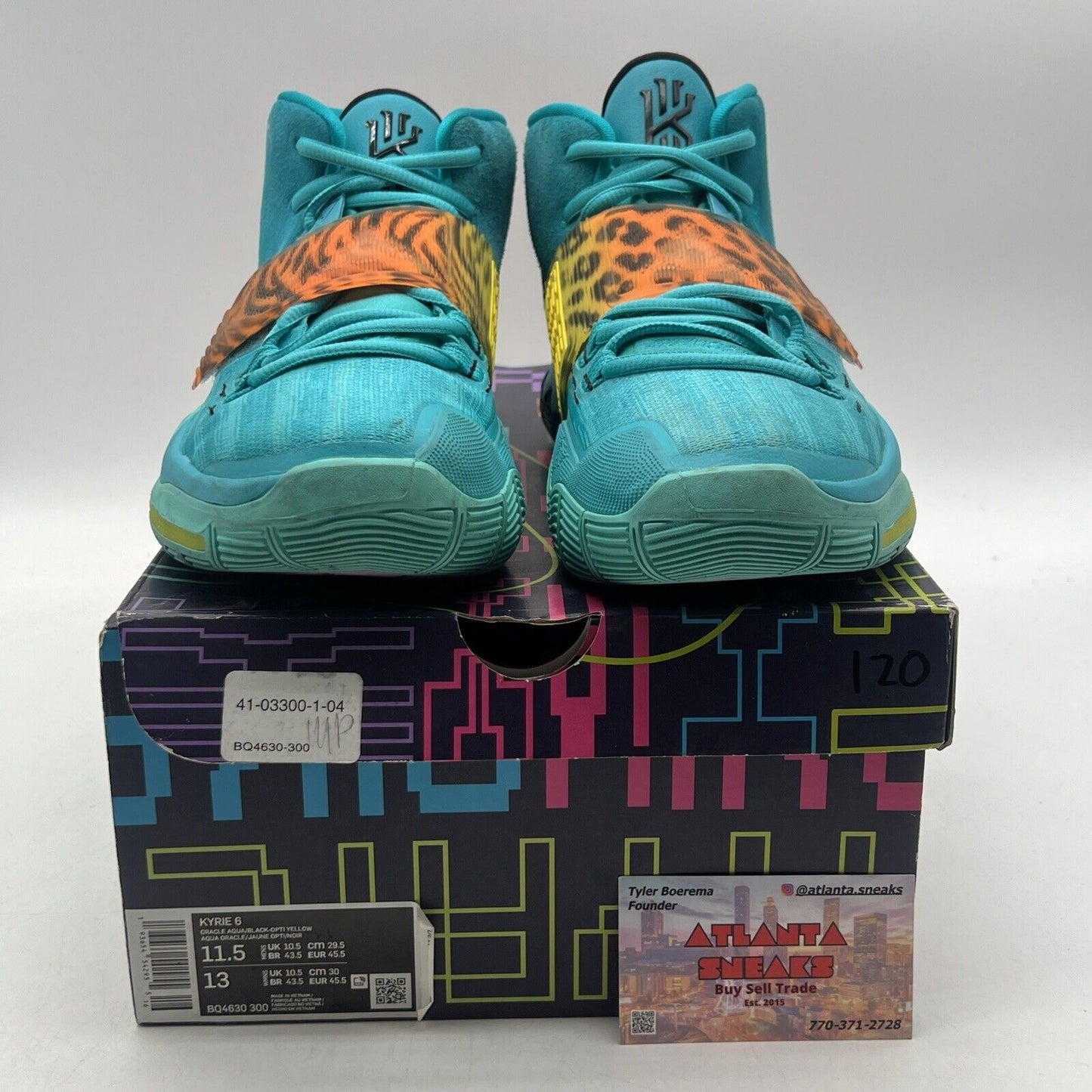 Size 11.5 - Nike Kyrie 6 Oracle Aqua Black Orange Aqua (BQ4630-300)