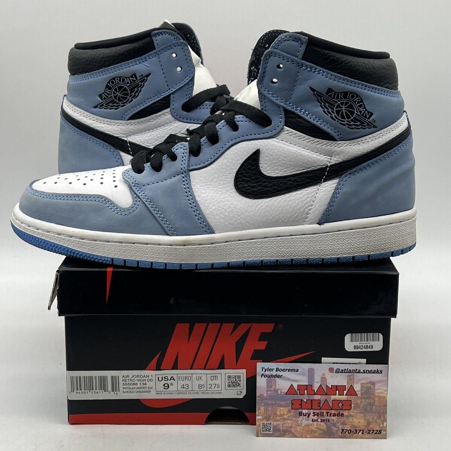 Size 9.5 - Jordan 1 Retro OG High University Blue White Black (555088-134)