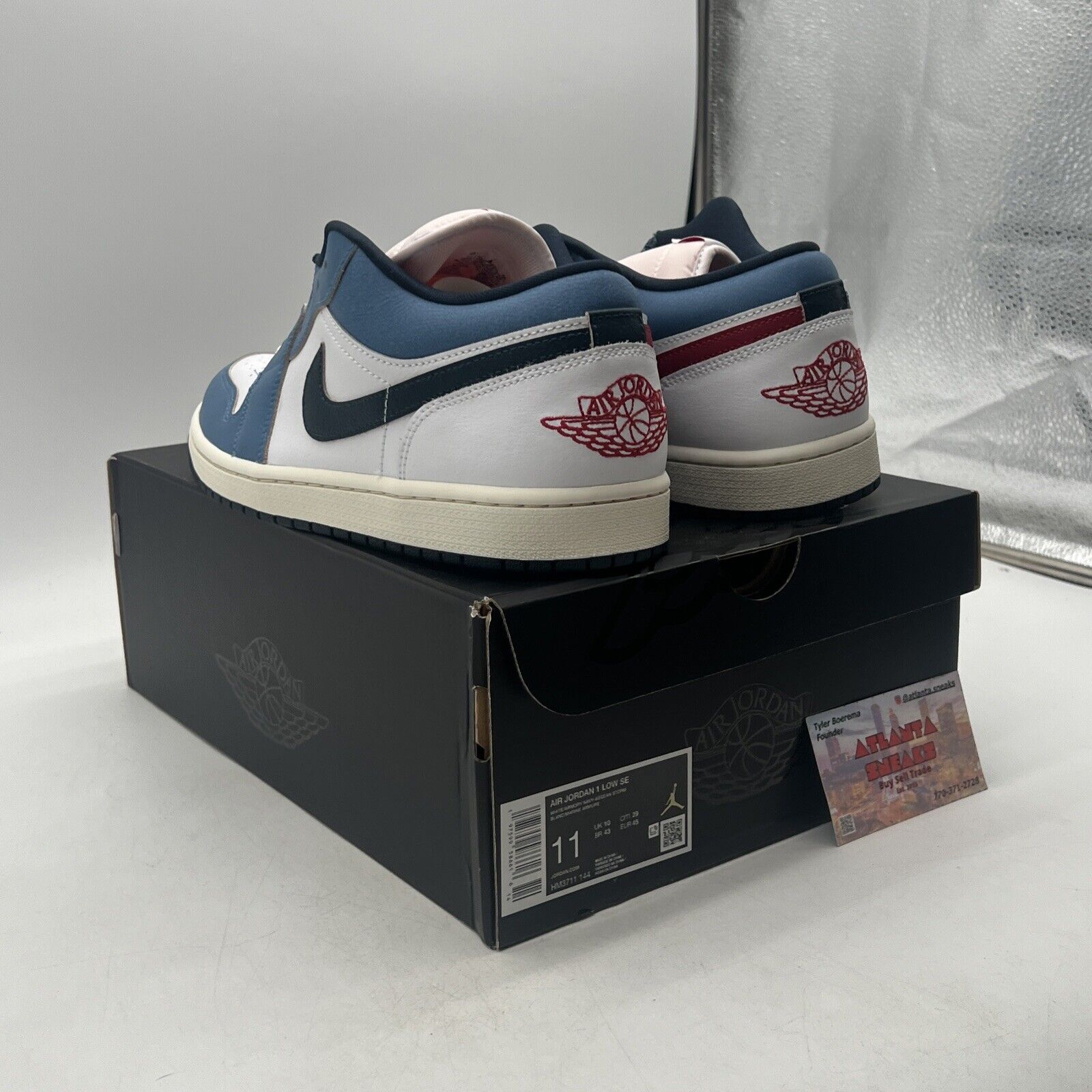 Size 11 - Nike Air Jordan 1 Low SE Shoes White Armory Navy (HM3711-144)
