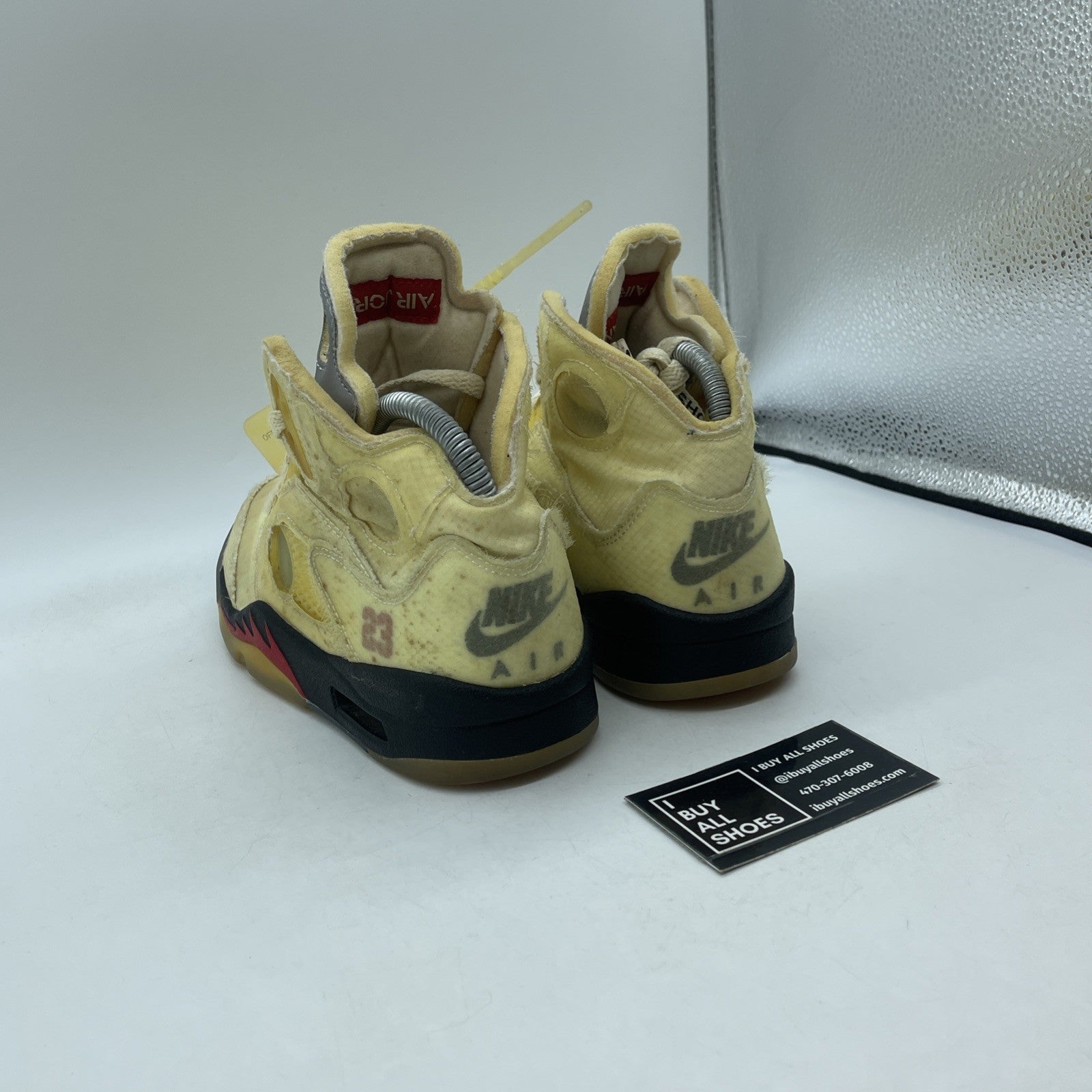 Size 5.5 - Jordan 5 SP x Off-White Mid Sail Red Black Suede (DH8565-100)