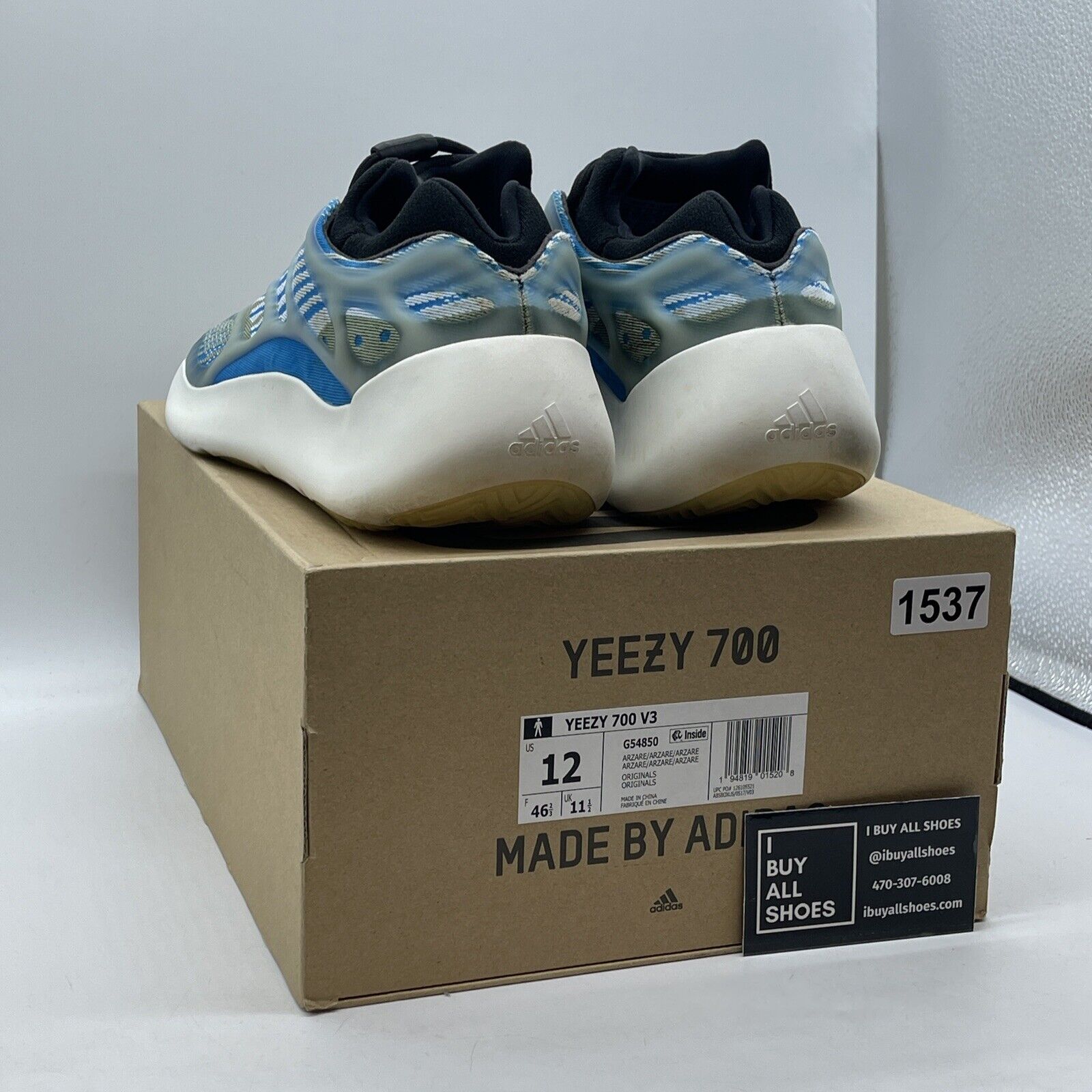 Size 12 - adidas Yeezy 700 V3 Arzareth Blue Green White Black Suede (G54850)