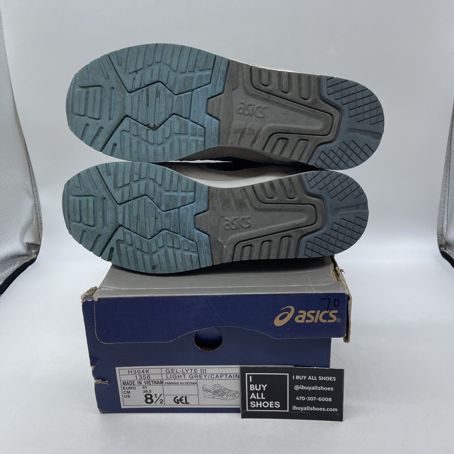 Size 8.5 - Asics Gel-Lyte III Light Grey/Captain Blue (H304K)