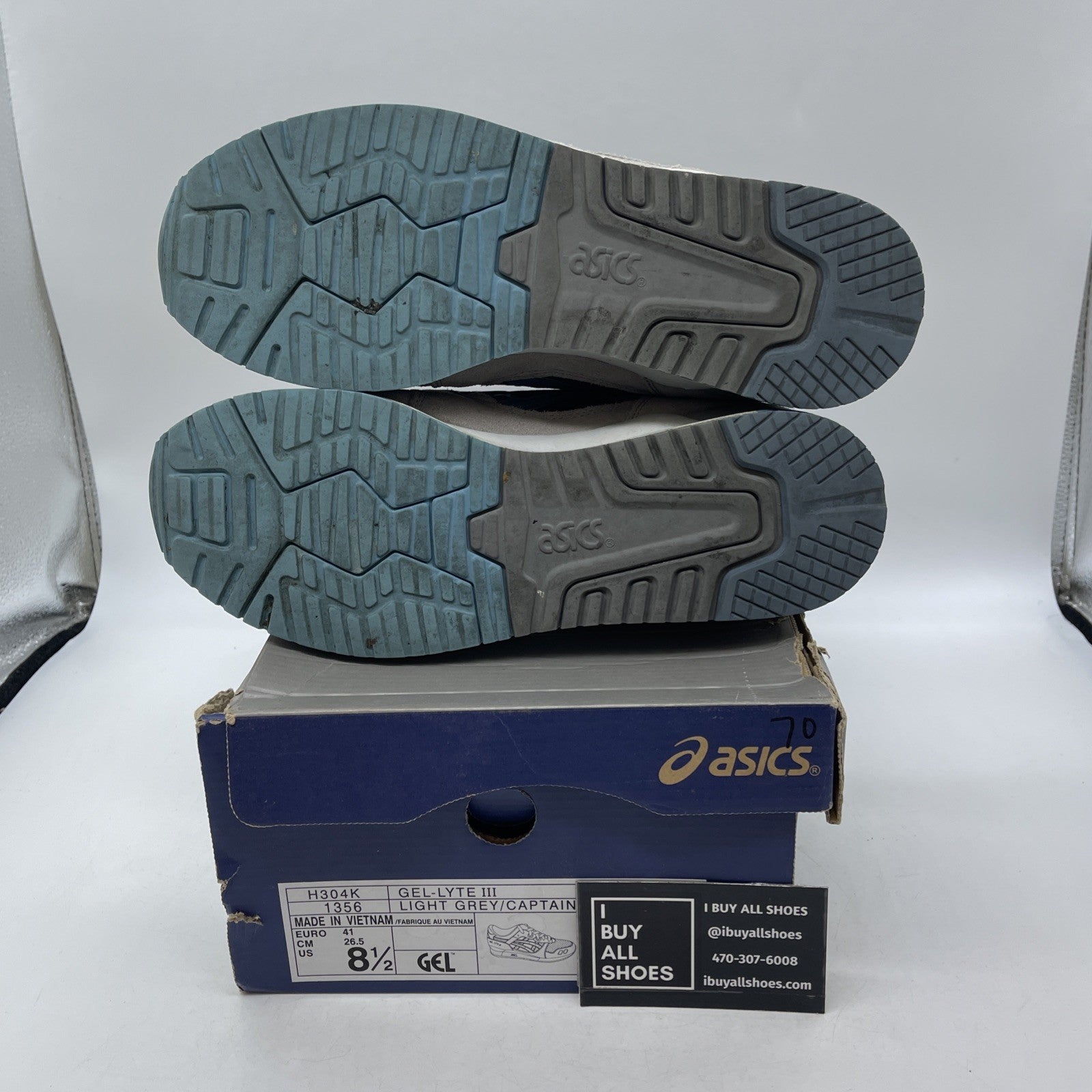 Size 8.5 - Asics Gel-Lyte III Light Grey/Captain Blue (H304K)