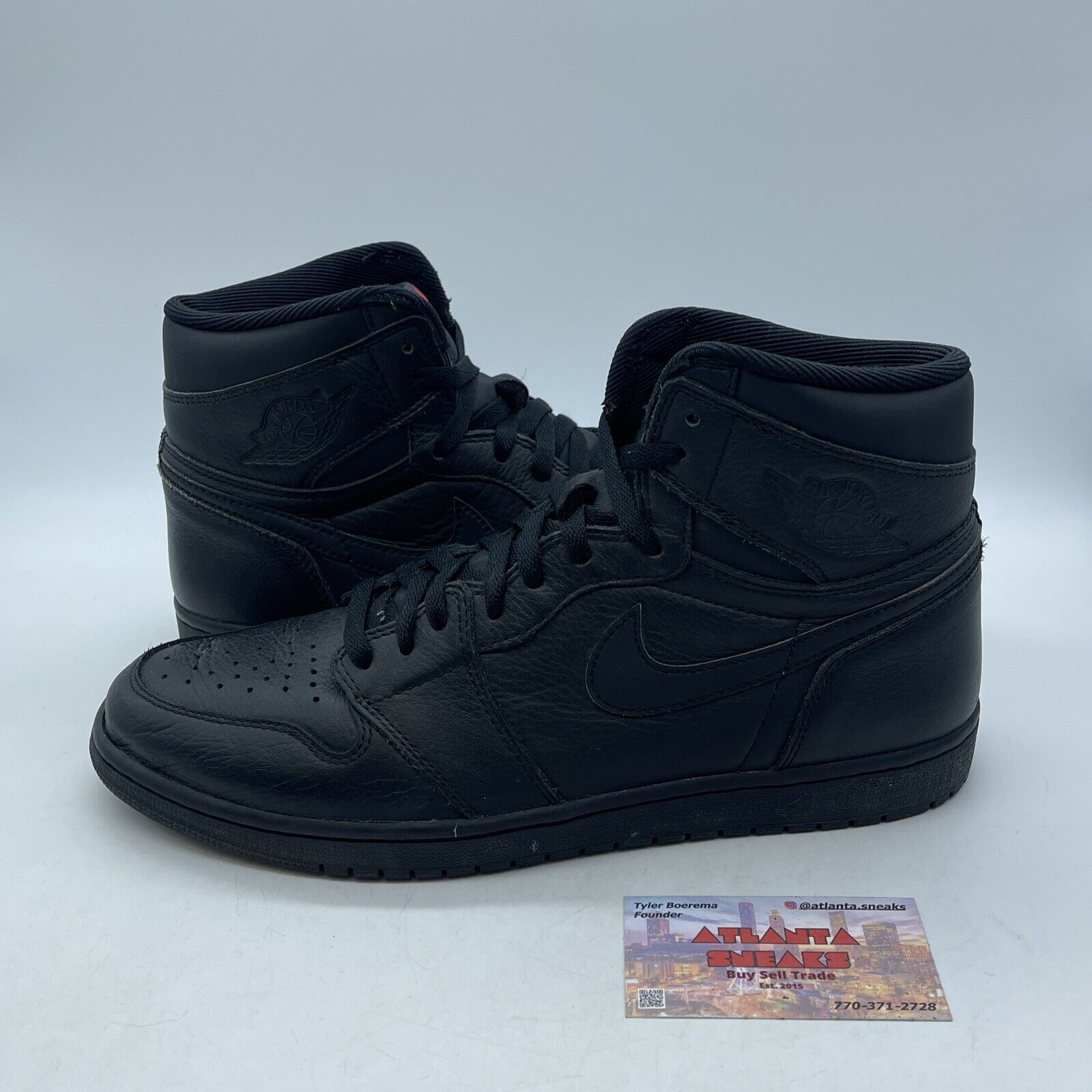 Size 11.5 - Air Jordan 1 Retro OG High Triple Black Leather (555088-022)