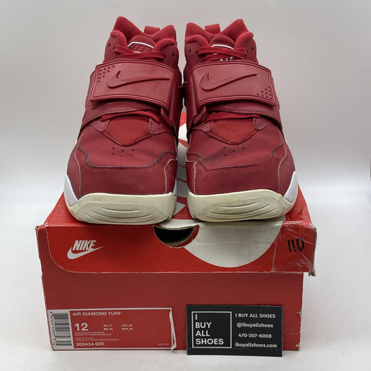 Size 12 - Nike Air Diamond Turf Gym Red White Suede (309434-600)