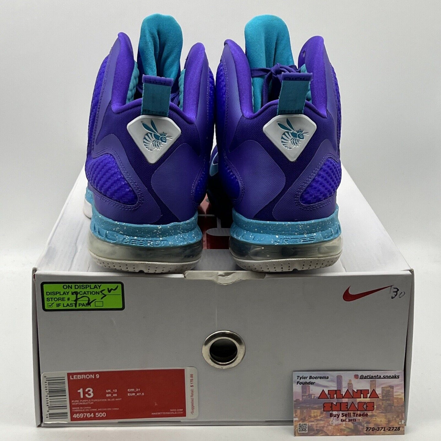 Size 13 - Nike LeBron 9 Summit Lake Hornets Purple (469764-500)