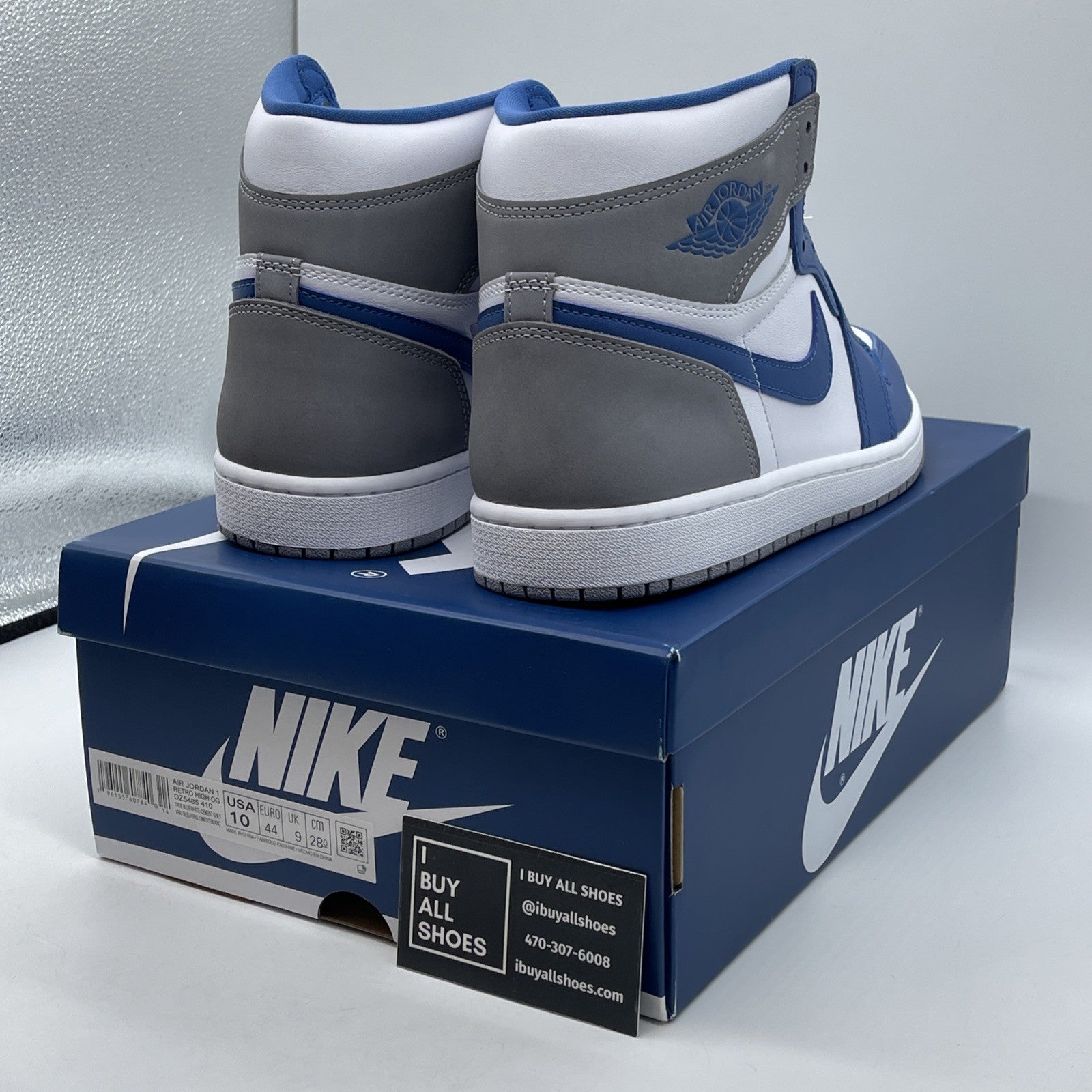 Size 10 - Jordan 1 Retro OG High True Blue Grey Leather Suede (DZ5486-410)