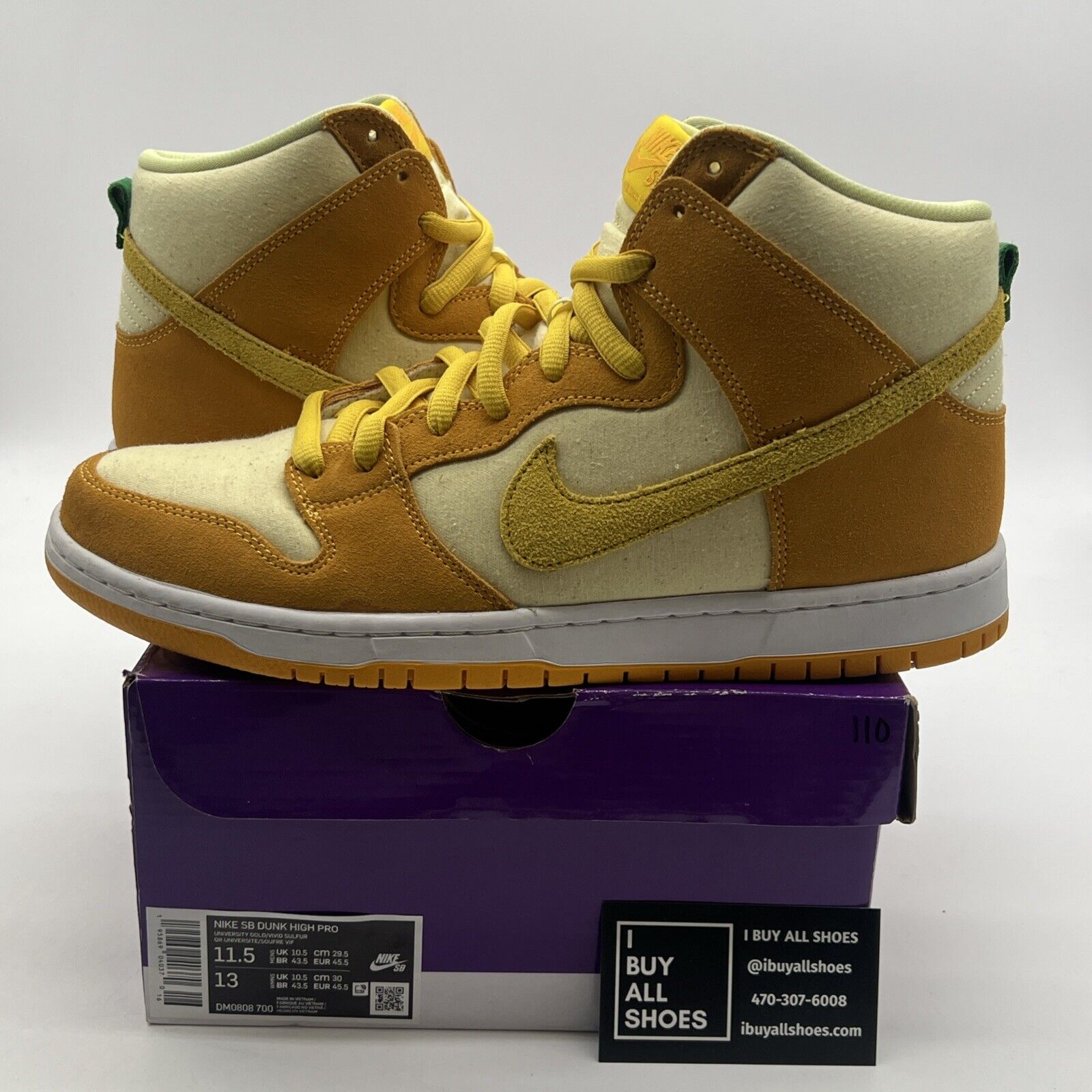 Size 11.5 - Nike Dunk SB High Fruity Pack - Pineapple (DM0808-700)
