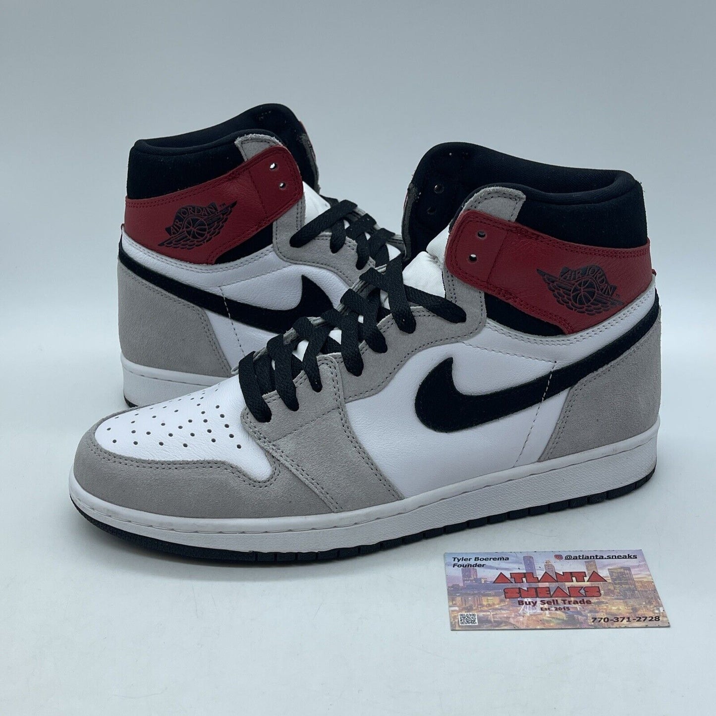 Size 10 - Jordan 1 Retro High OG Smoke Gray Black Suede Red Leather (555088-126)