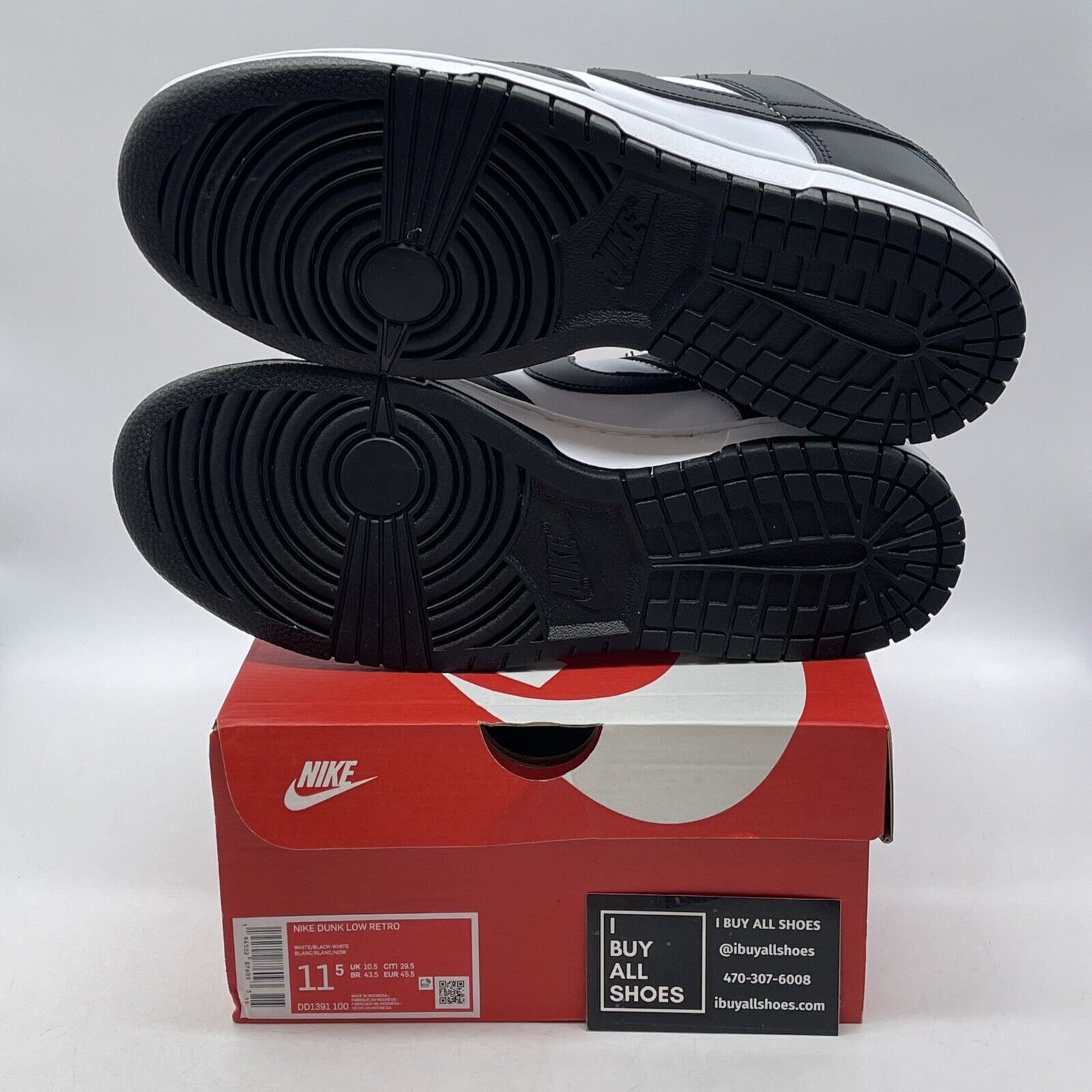 Size 11.5 - Nike Dunk Low Black White Suede Leather (DD1391-100)