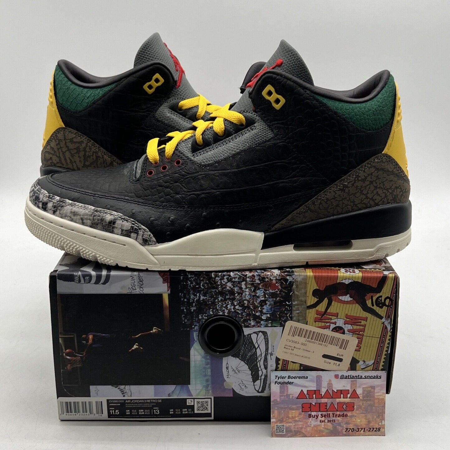 Size 11.5 - Air Jordan 3 Retro SE Animal Instinct 2.0 Yellow Leather CV3583-003