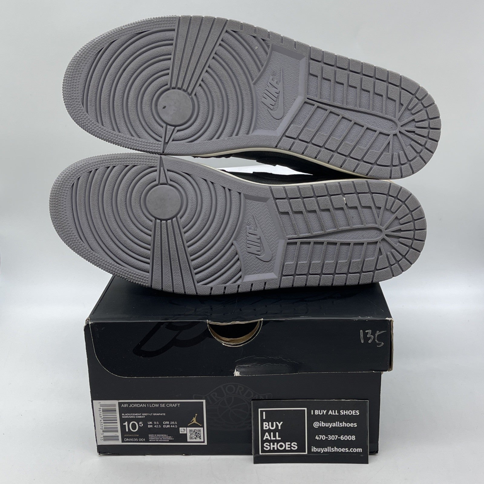 Size 10.5 - Jordan 1 Low Inside Out Black Gray Suede Leather (DN1635-001)